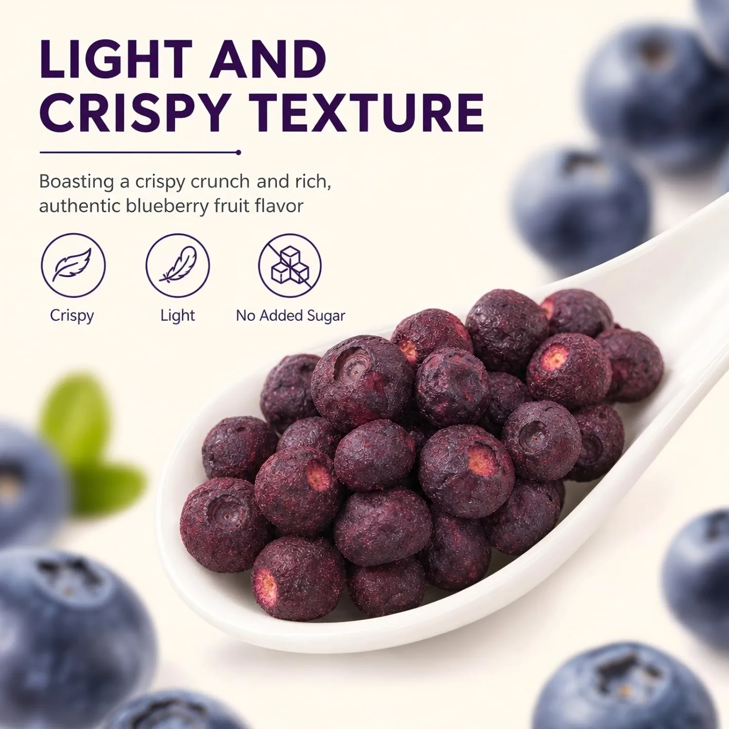 Freeze Dried Blueberries 2.11oz,Natural Fruit & No Additives,No Added Sugar