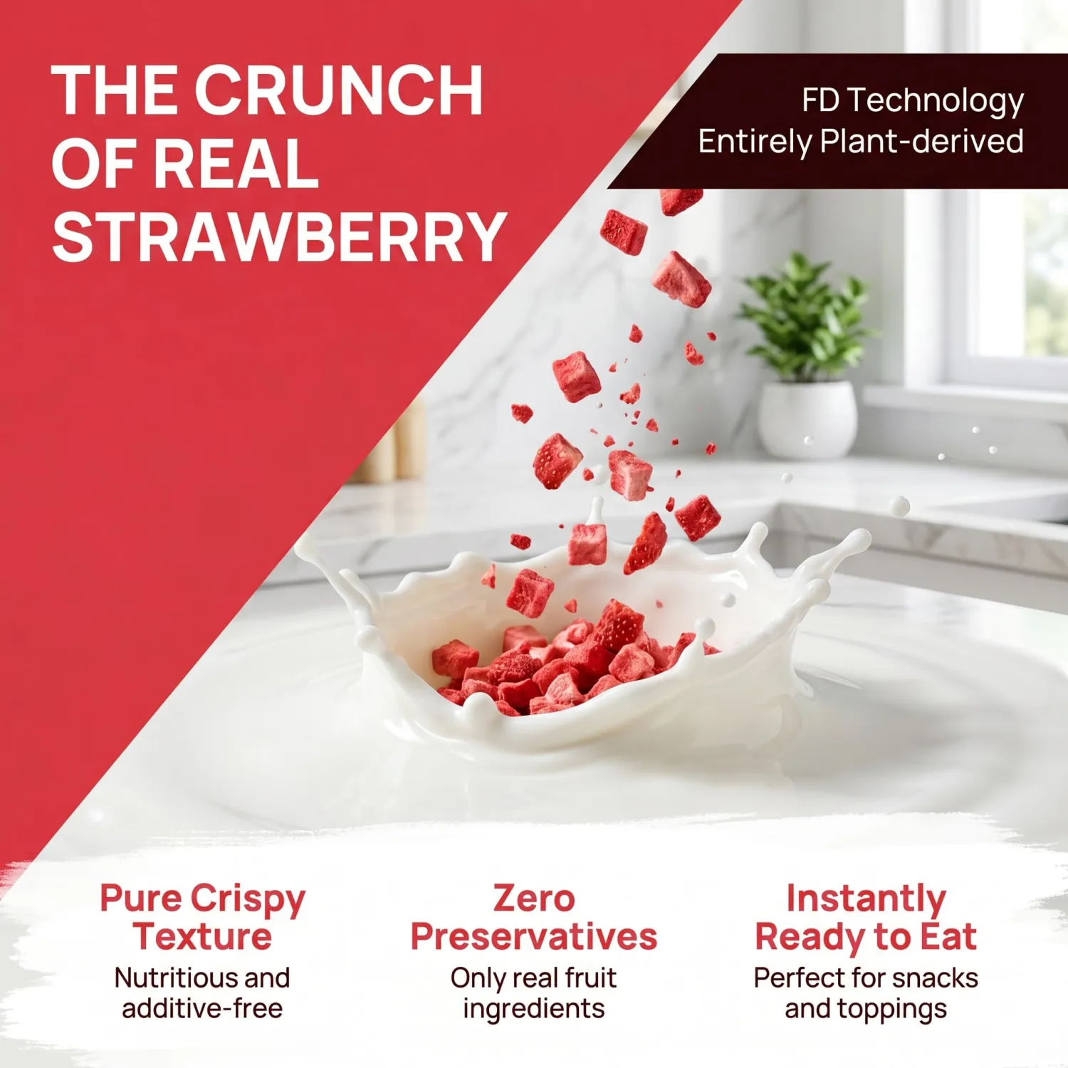 5.3oz/150g Freeze Dried Strawberries,Dry Strawberry Fruit Flakes For Baking,Crispy Diced Strawberries Dried,No Additives,Baking, Cooking, Flavorful