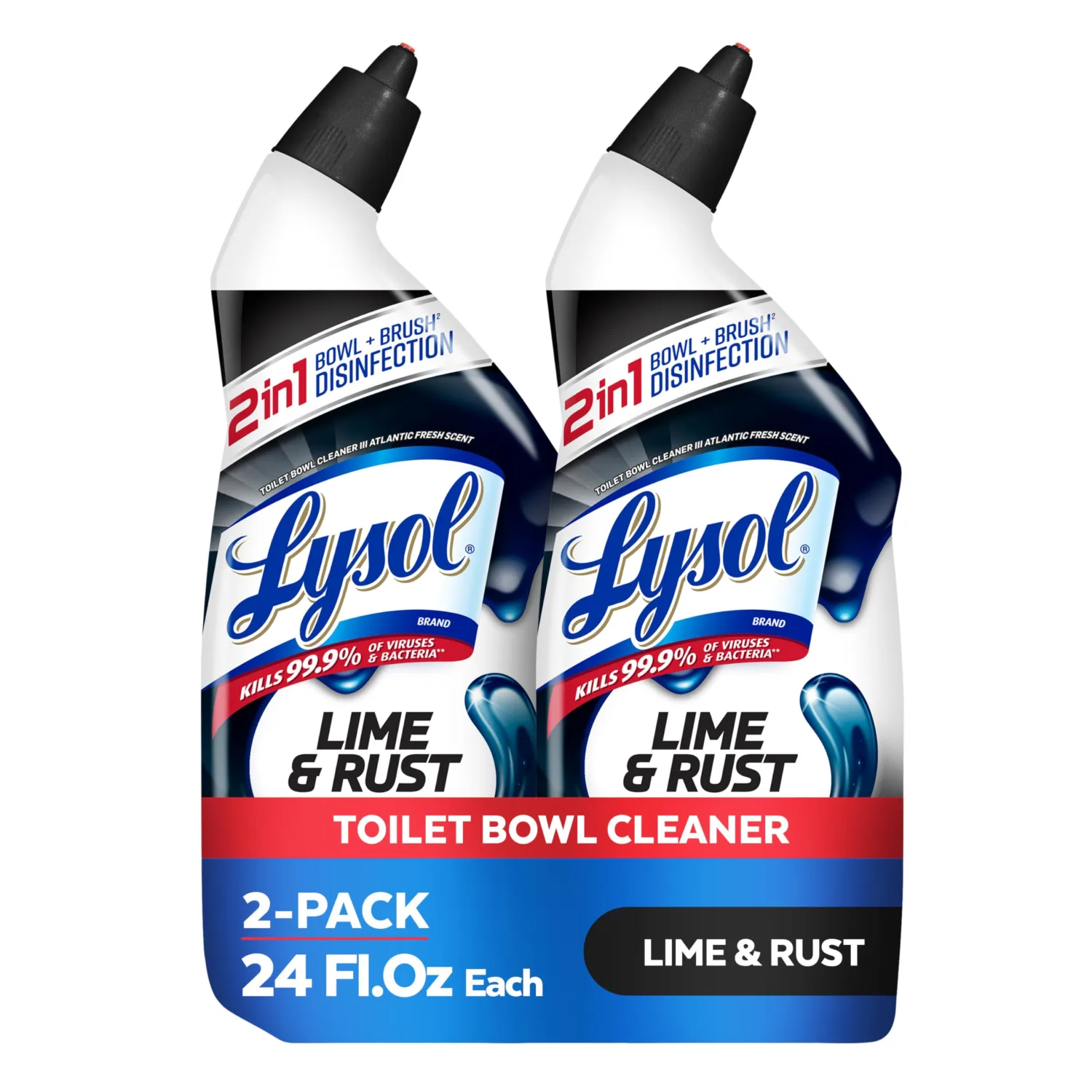 Lysol Toilet Bowl Cleaner Clinging Gel, Lime & Rust, 24 oz, 2 Pack