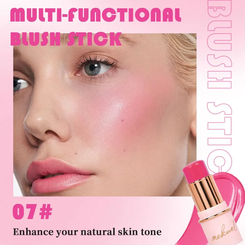 Rose Red Monochrome Cream Blush Stick for Face Contour, Natural Blush for Cheeks, Buildable Long-Lasting Blushstick for All Skin Types, Hydrating & Smooth Finish, Vegan & Cruelty-Free, 07