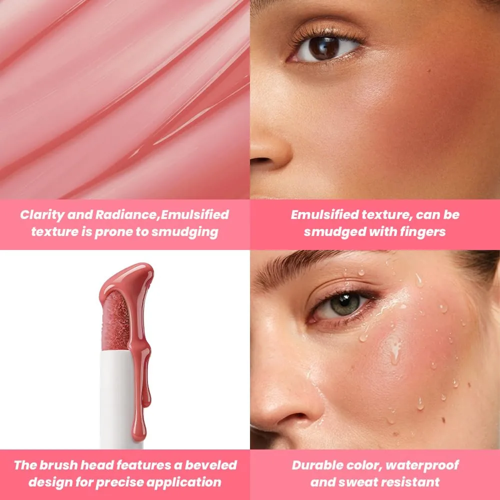 Rosy Brown Highly Pigmented Liquid Blush Makeup for Cheeks Lips Eyes
