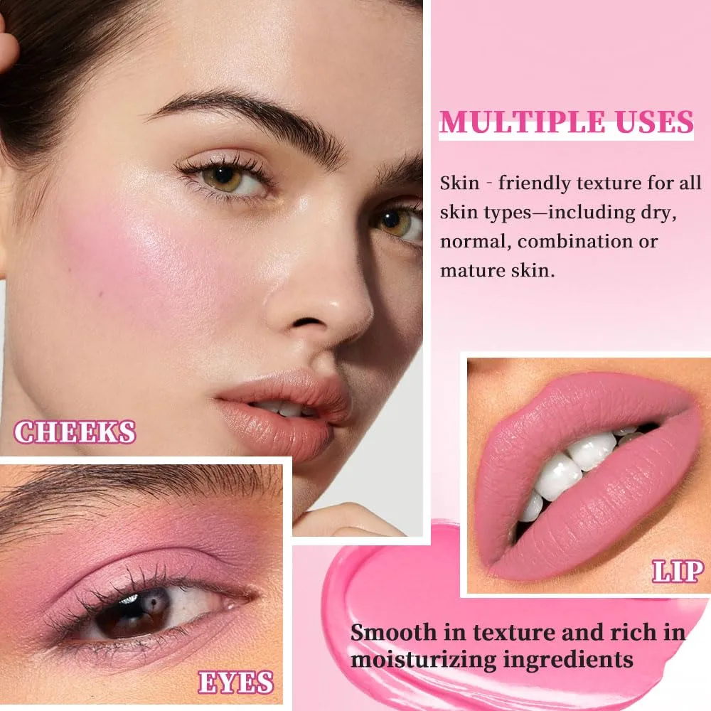 Rose Pink Monochrome Cream Blush Stick for Face Contour, Natural Blush for Cheeks, Buildable Long-Lasting Blushstick for All Skin Types, Hydrating & Smooth Finish, Vegan & Cruelty-Free, 03