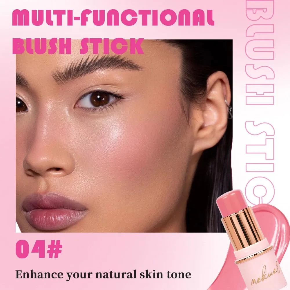 Mauve Pink Monochrome Cream Blush Stick for Face Contour, Natural Blush for Cheeks, Buildable Long-Lasting Blushstick for All Skin Types, Hydrating & Smooth Finish, Vegan & Cruelty-Free, 04