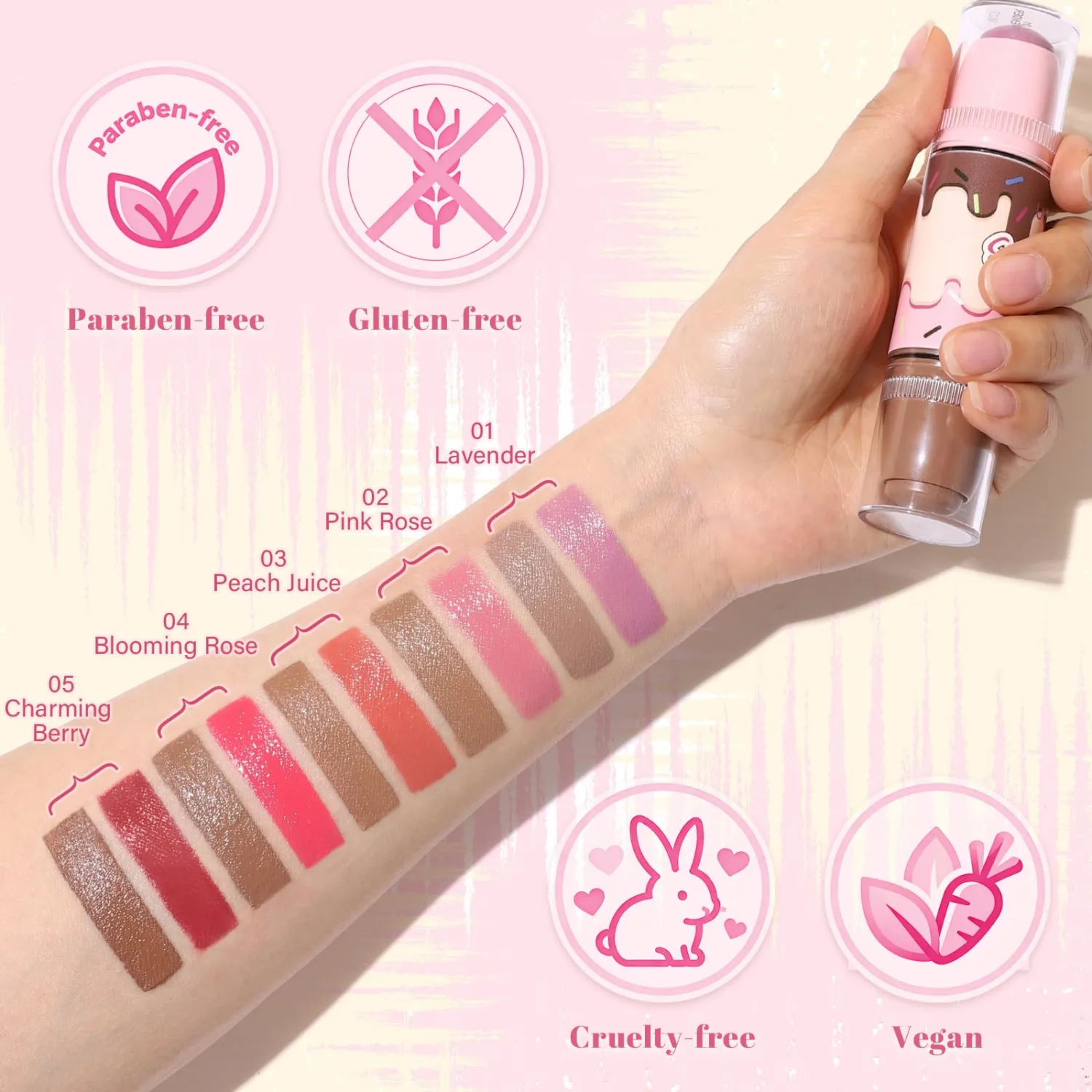UCANBE 2-in-1 Blush & Bronzer Stick, Cream Face Makeup (05 Charming Berry)