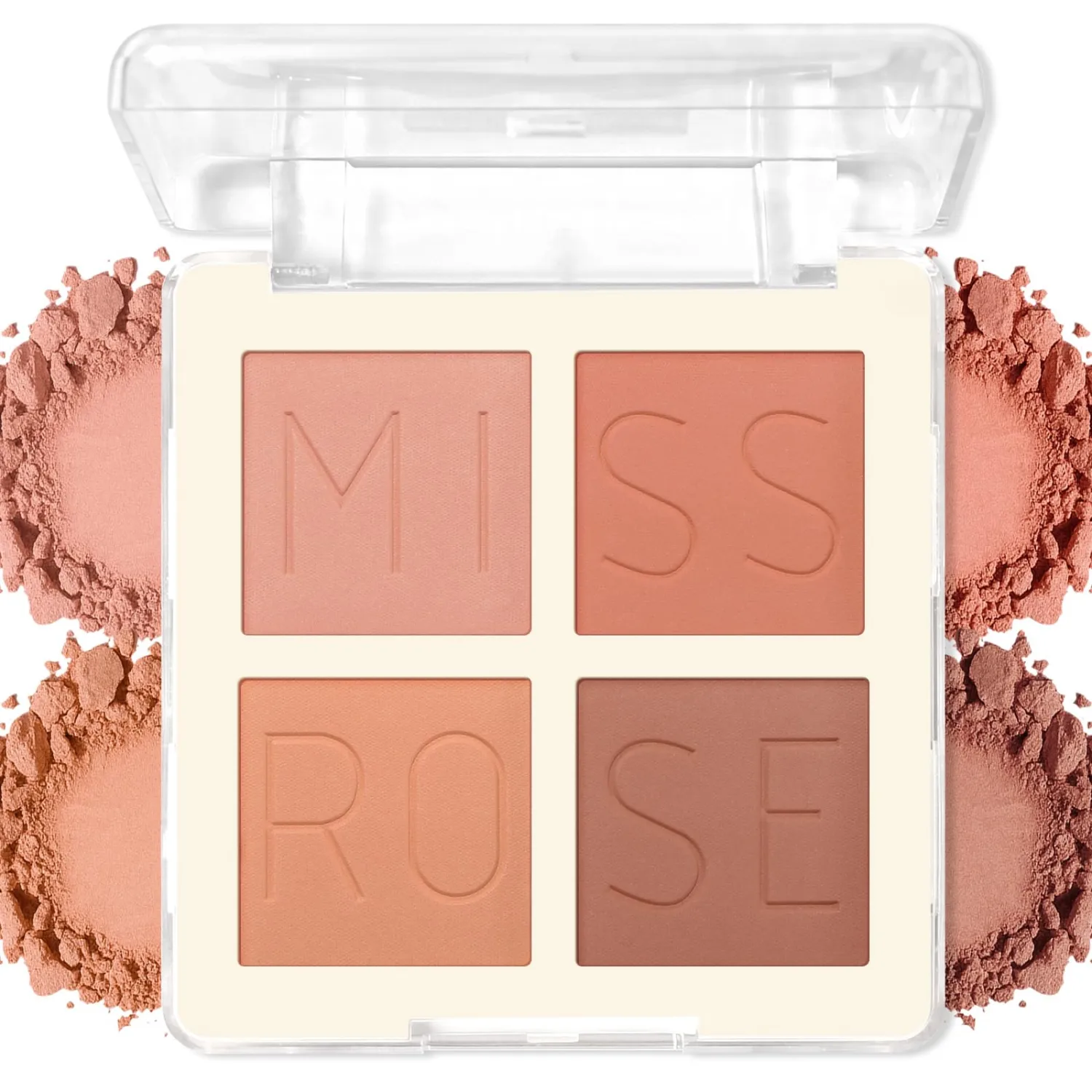 4 Colors Blush Palette, Matte Pressed Powder Blush for Cheeks, Highly Pigmented, Silky Smooth, Blendable and Long Lasting Face Blush for Daily Wear and Travel, 02 Apricot Peach