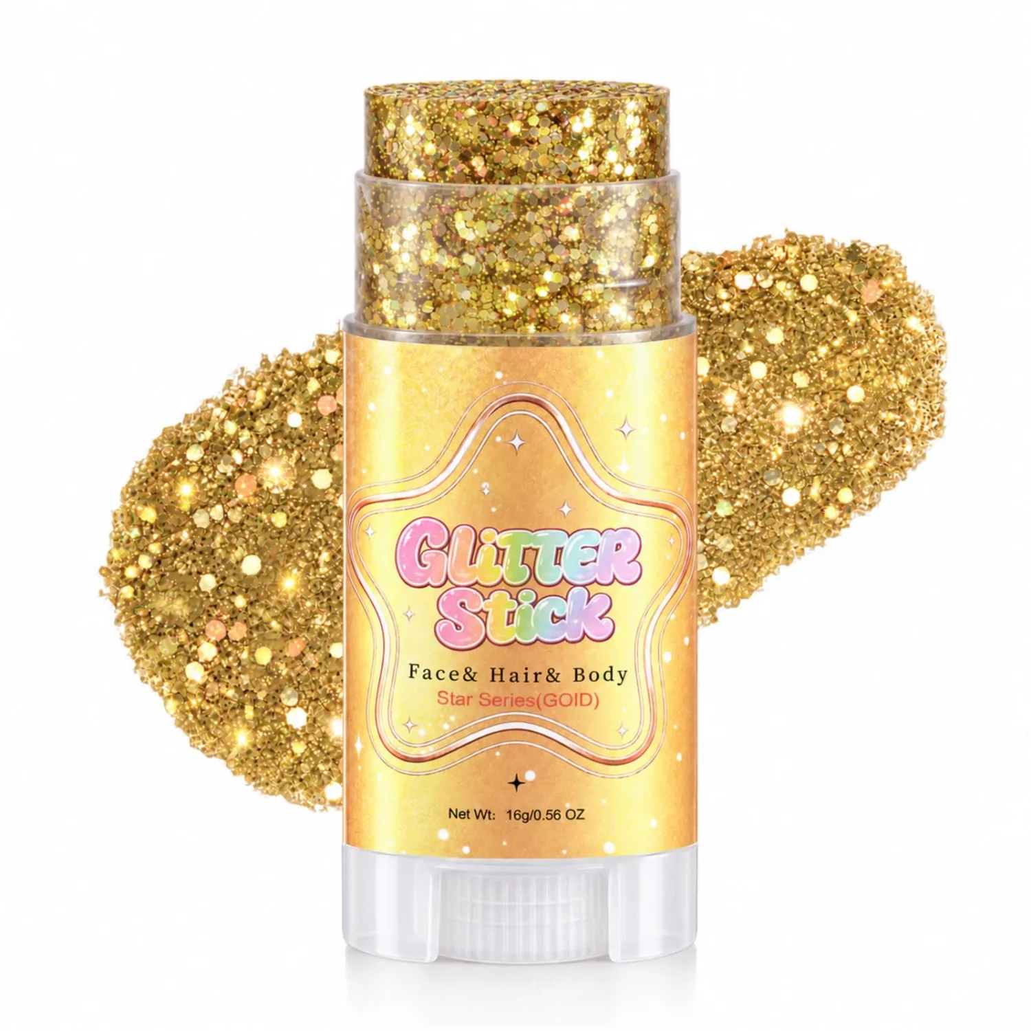 Gold Glitter Stick,Holographic Body Face Glitter,Sequins Glitter Face Paint