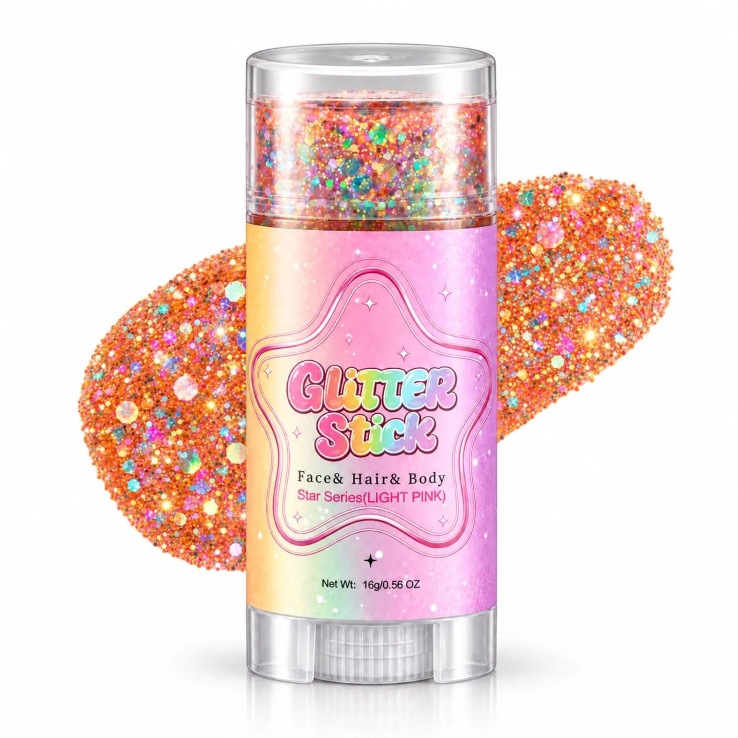 Body Glitter Stick,Holographic Body Face Glitter,Glitter Makeup(Light Pink)