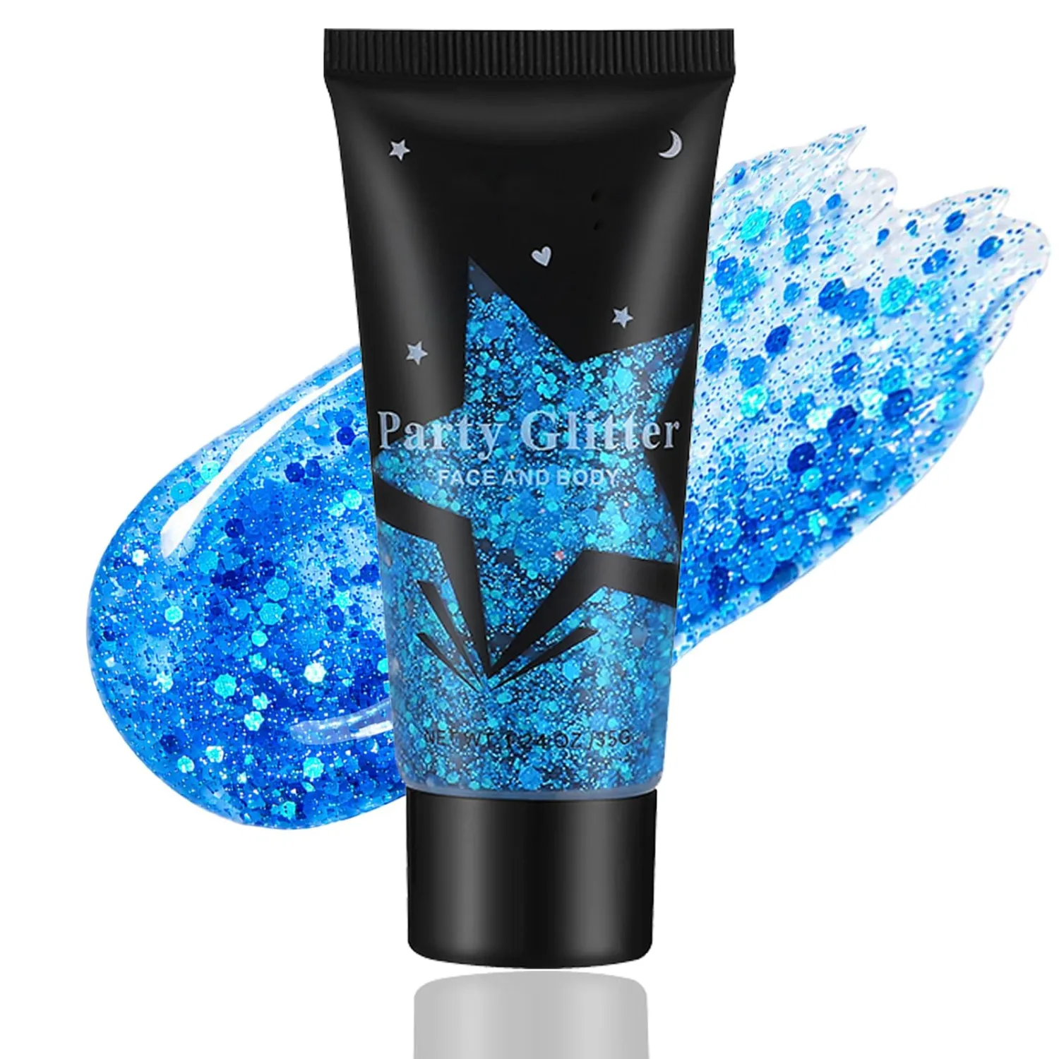 Blue Face Body Glitter Gel,Holographic Face Glitter,Chunky Glitter Gel