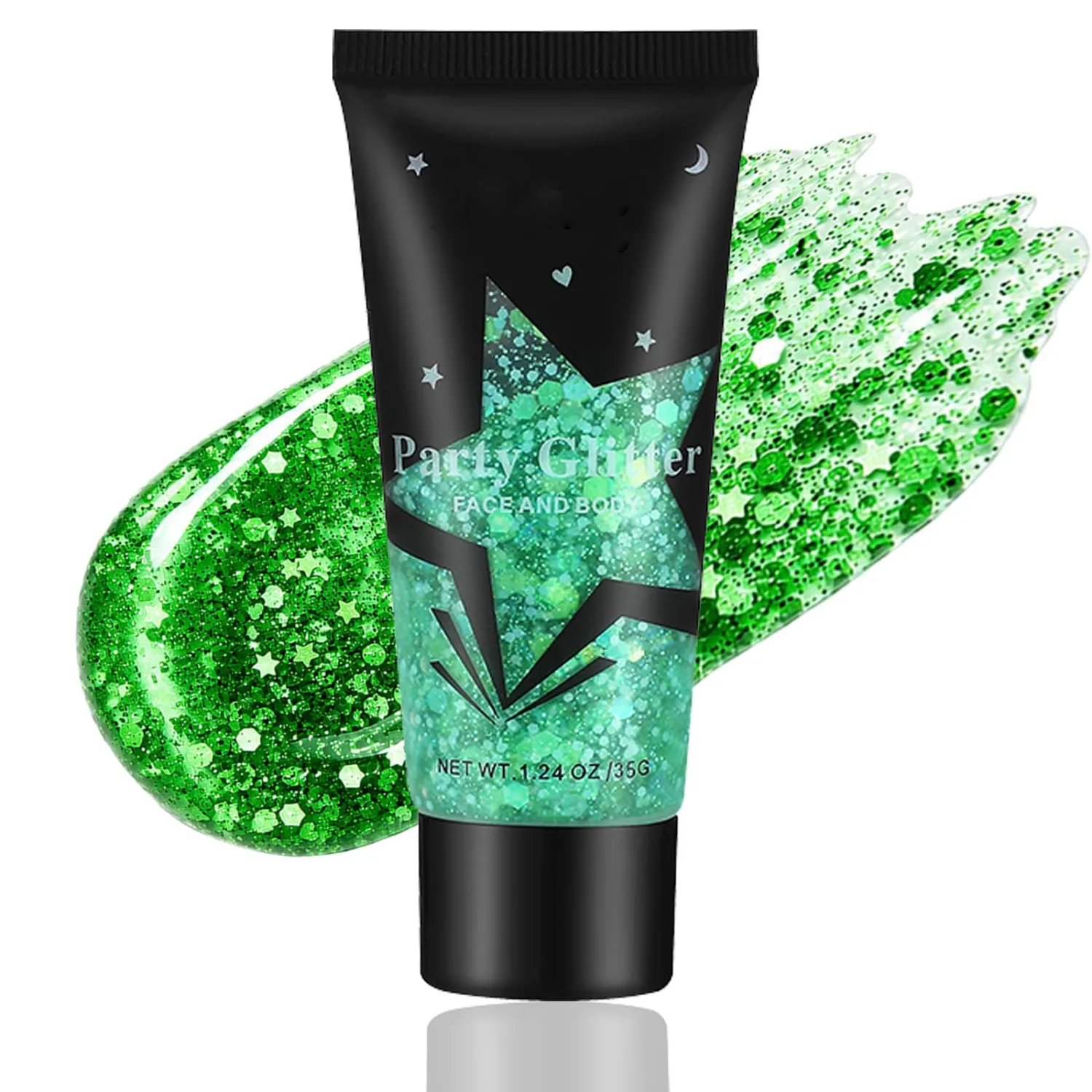 Green Face Body Glitter Gel,Holographic Face Glitter,Chunky Glitter Gel
