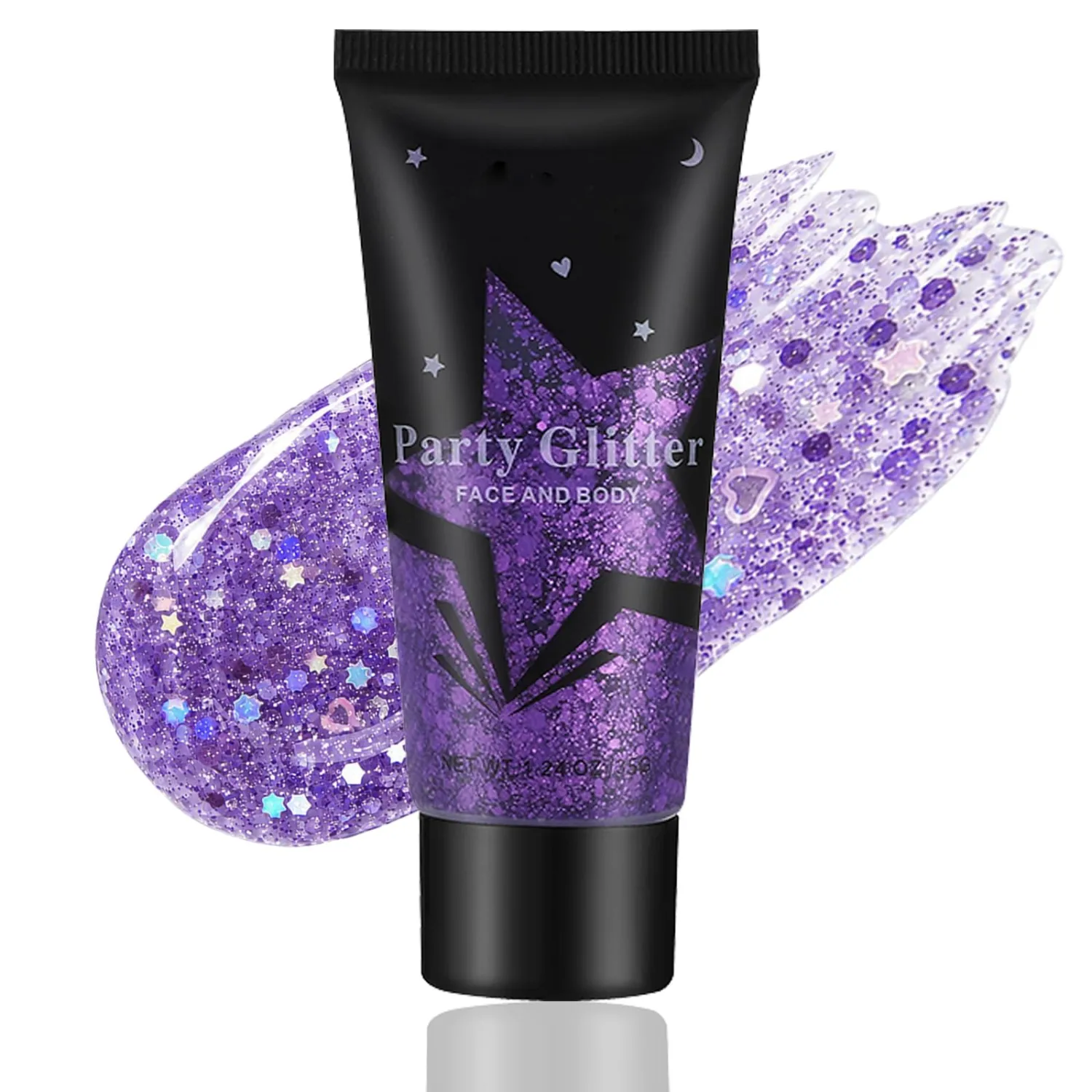 Purple Face Body Glitter Gel,Holographic Face Glitter,Chunky Glitter Gel