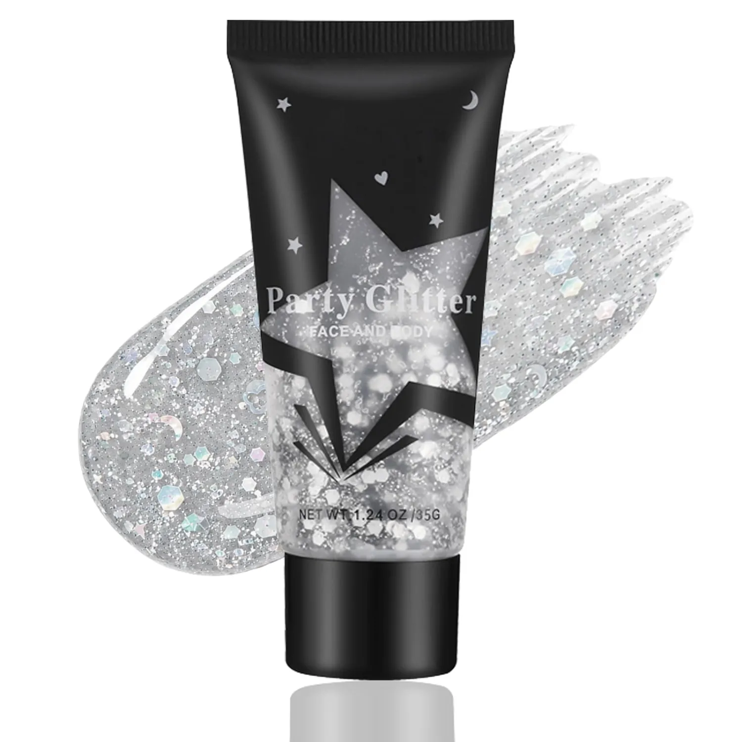 Silver Face Body Glitter Gel,Holographic Face Glitter,Chunky Glitter Gel