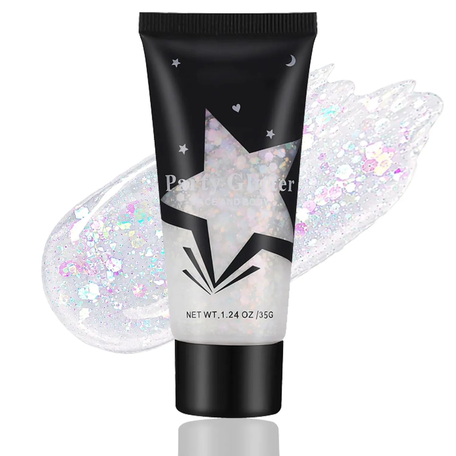 White Face Body Glitter Gel,Holographic Face Glitter,Chunky Glitter Gel