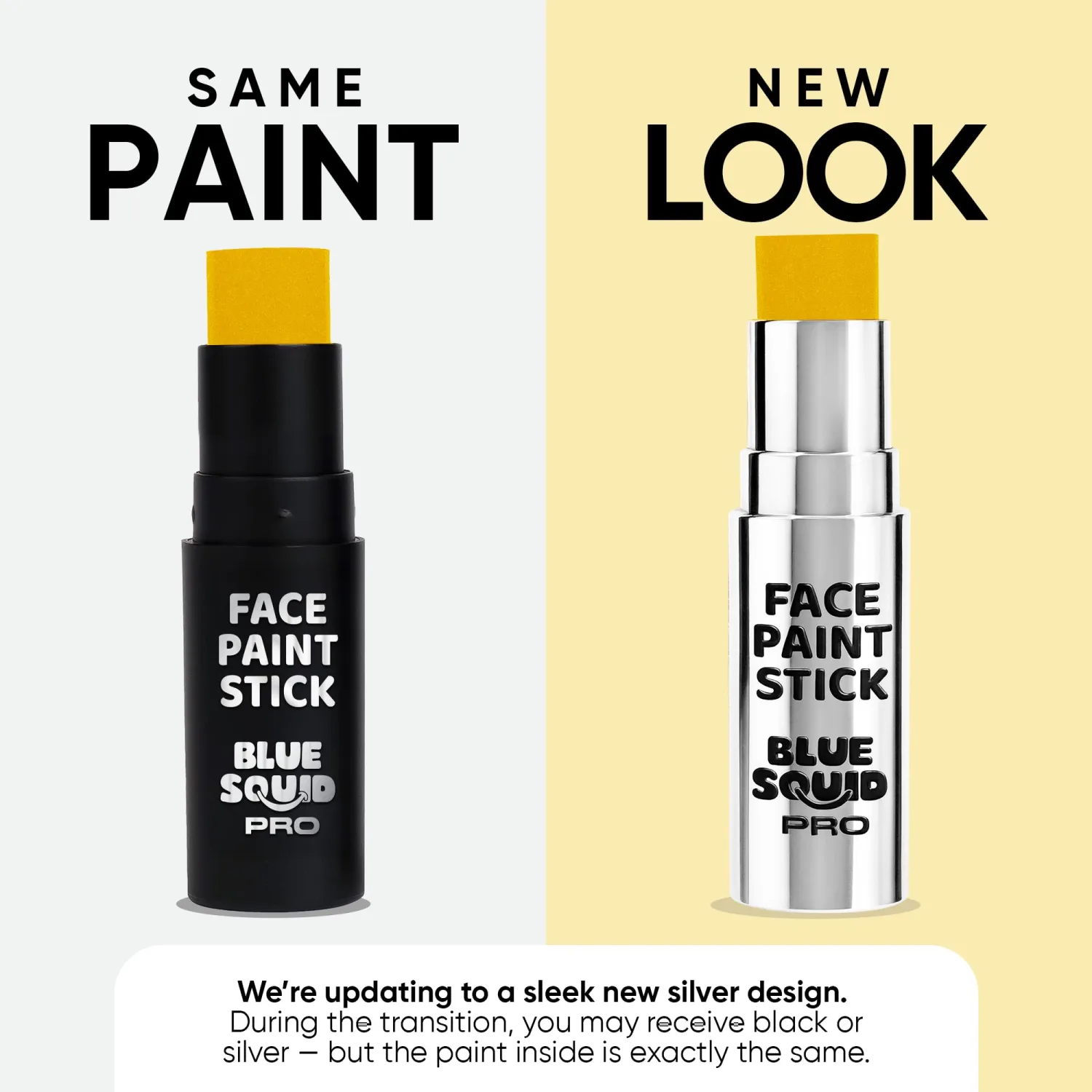 Blue Squid PRO Metallic Gold Face Paint Stick - Waterproof Gold Body Paint Adults Eye Black Baseball, Eyeblack Softball -Hypoallergenic Twist-Up Non-Toxic Makeup Stick Cosplay, Sports & SFX
