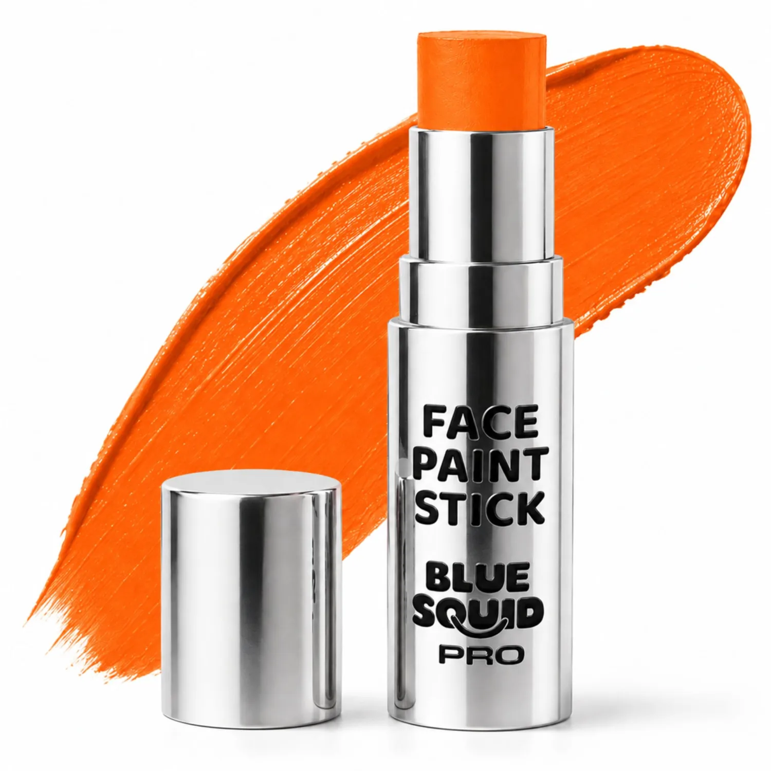 Blue Squid PRO Orange Face Paint Stick - Waterproof Body Paint for Adults & Kids Eye Black Baseball, Softball - Vegan Hypoallergenic Twist-Up Non-Toxic Makeup Stick for Cosplay, Sports & SFX