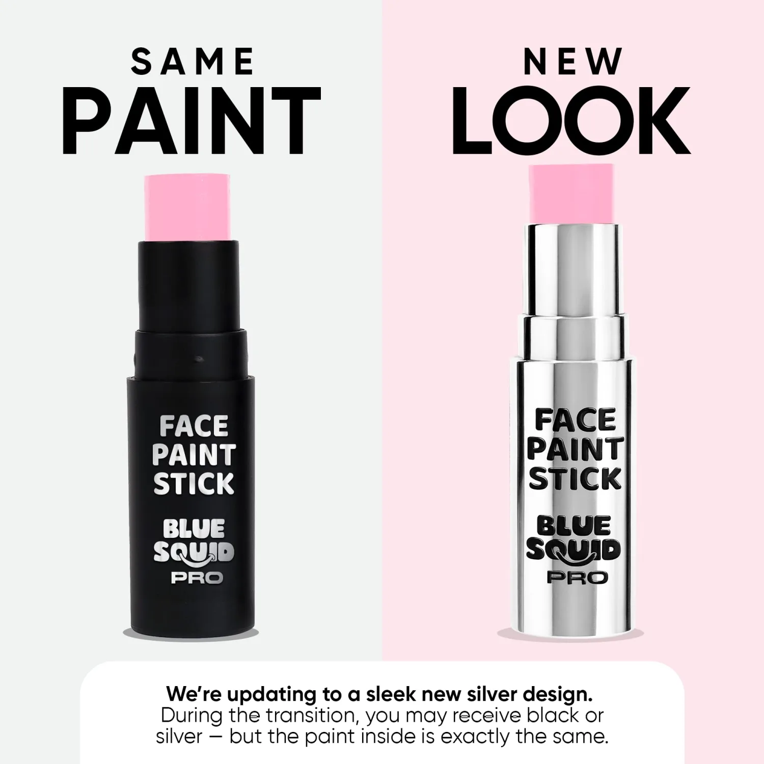 Blue Squid PRO Pastel Pink Face Paint Stick - Waterproof Body Paint for Adults & Kids Pink Eye Black Baseball, Eyeblack Softball -Hypoallergenic TwistUp NonToxic Makeup Stick for Cosplay, Sports & SFX