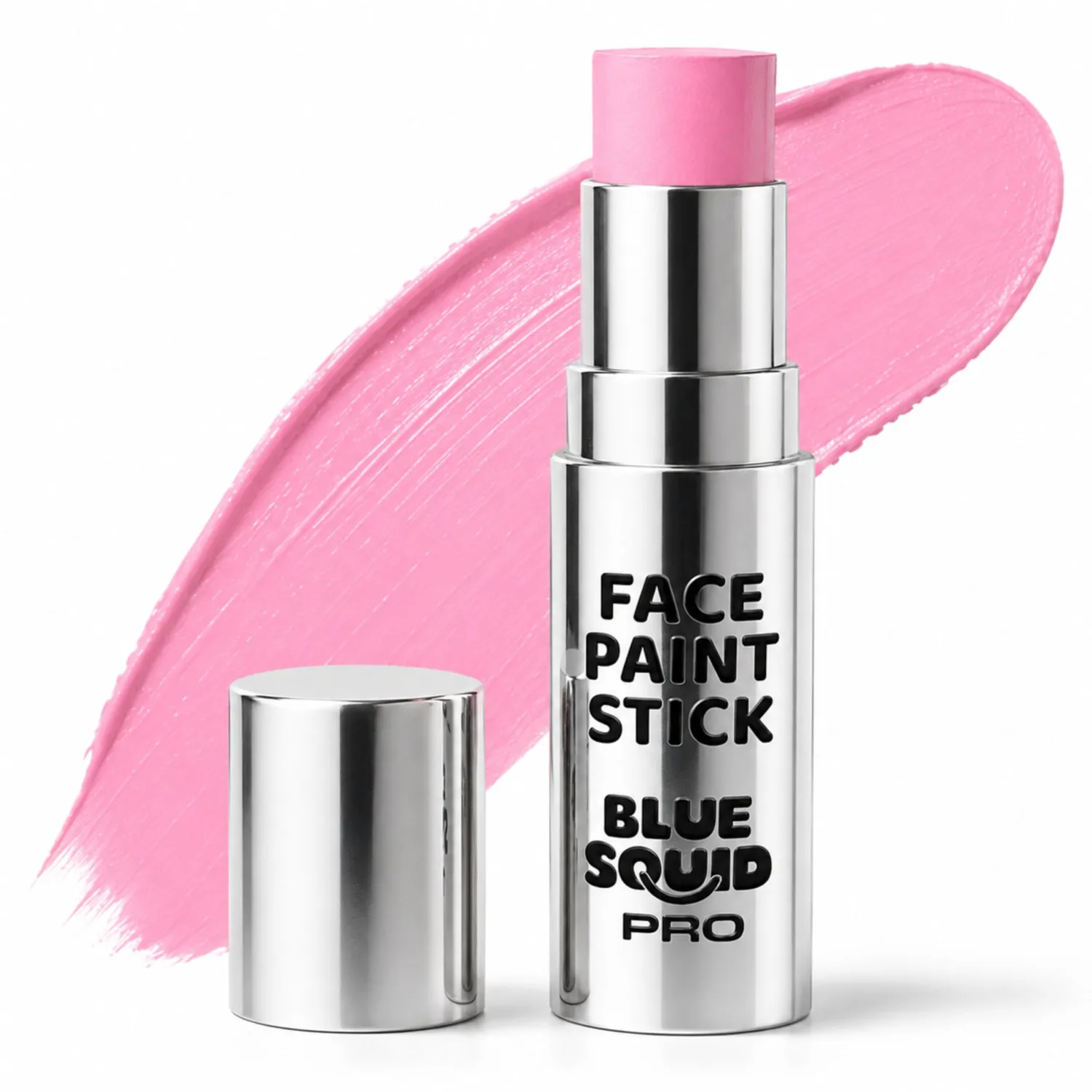 Blue Squid PRO Pastel Pink Face Paint Stick - Waterproof Body Paint for Adults & Kids Pink Eye Black Baseball, Eyeblack Softball -Hypoallergenic TwistUp NonToxic Makeup Stick for Cosplay, Sports & SFX