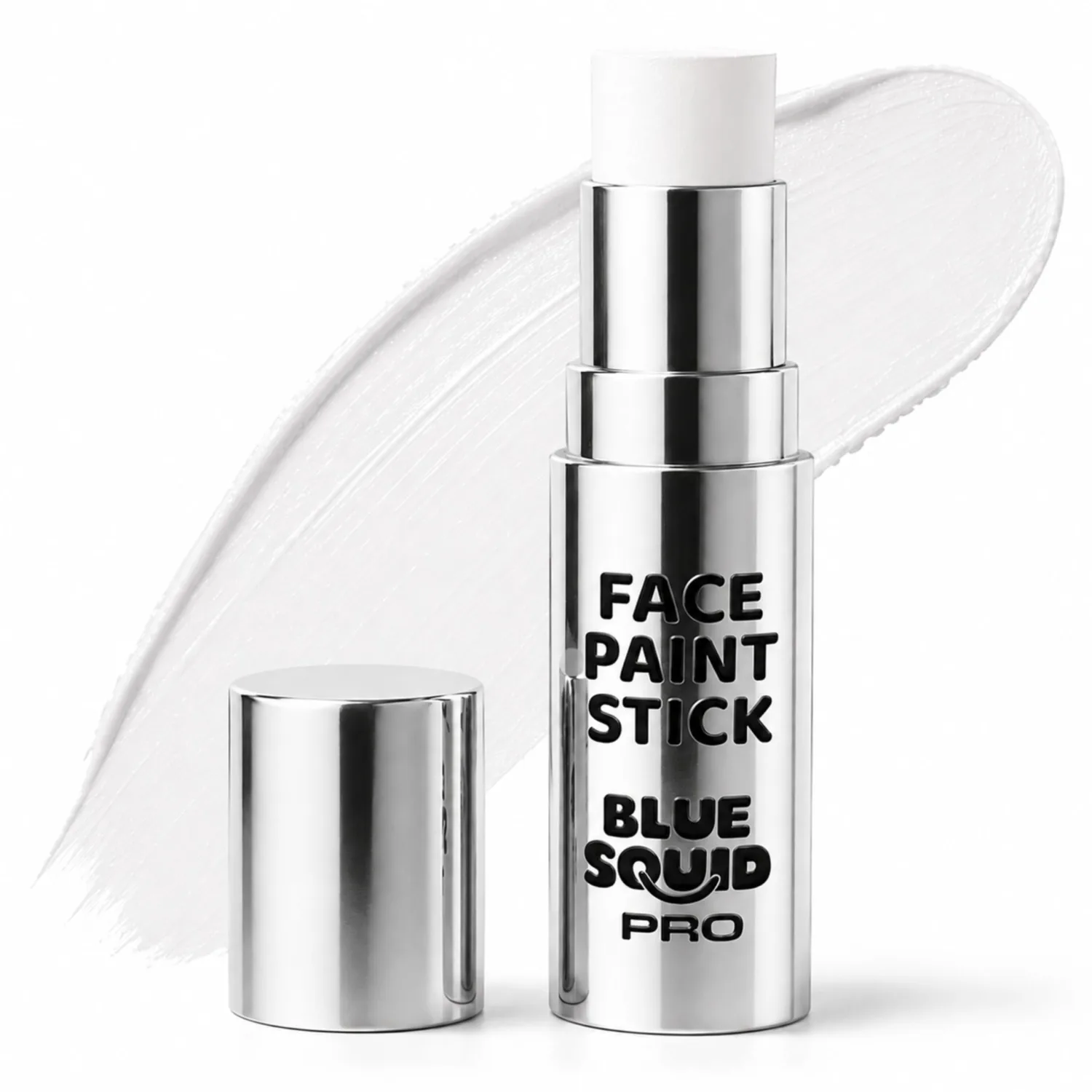 Blue Squid PRO White Face Paint Stick - Waterproof Body Paint for Adults & Kids Eye Black Baseball, Softball - Vegan Hypoallergenic Twist-Up Non-Toxic Makeup Stick for Cosplay, Sports & SFX (White)