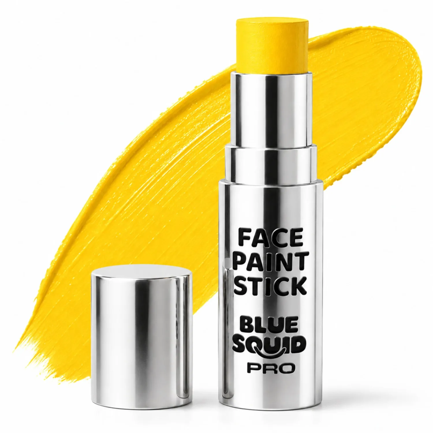 Blue Squid PRO Yellow Face Paint Stick - Waterproof Body Paint for Adults & Kids Eye Black Baseball, Softball - Vegan Hypoallergenic Twist-Up Non-Toxic Makeup Stick for Cosplay, Sports & SFX