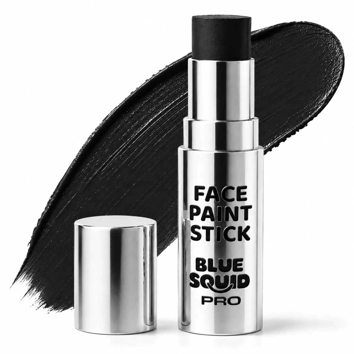 Blue Squid PRO Black Face Paint Stick - Waterproof Body Paint for Adults & Kids Eye Black Baseball, Eyeblack Softball - Vegan Hypoallergenic Twist-Up Non-Toxic Makeup Stick for Cosplay, Sports & SFX