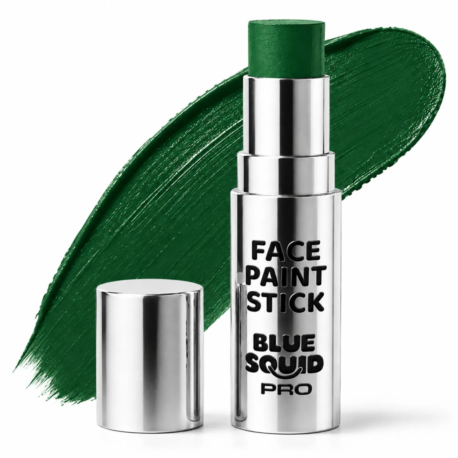 Blue Squid PRO Forest Green Face Paint Stick - Waterproof Body Paint for Adults & Kids Eye Black Baseball, Eyeblack Softball - Hypoallergenic Twist-Up Non-Toxic Makeup Stick for Cosplay, Sports, SFX