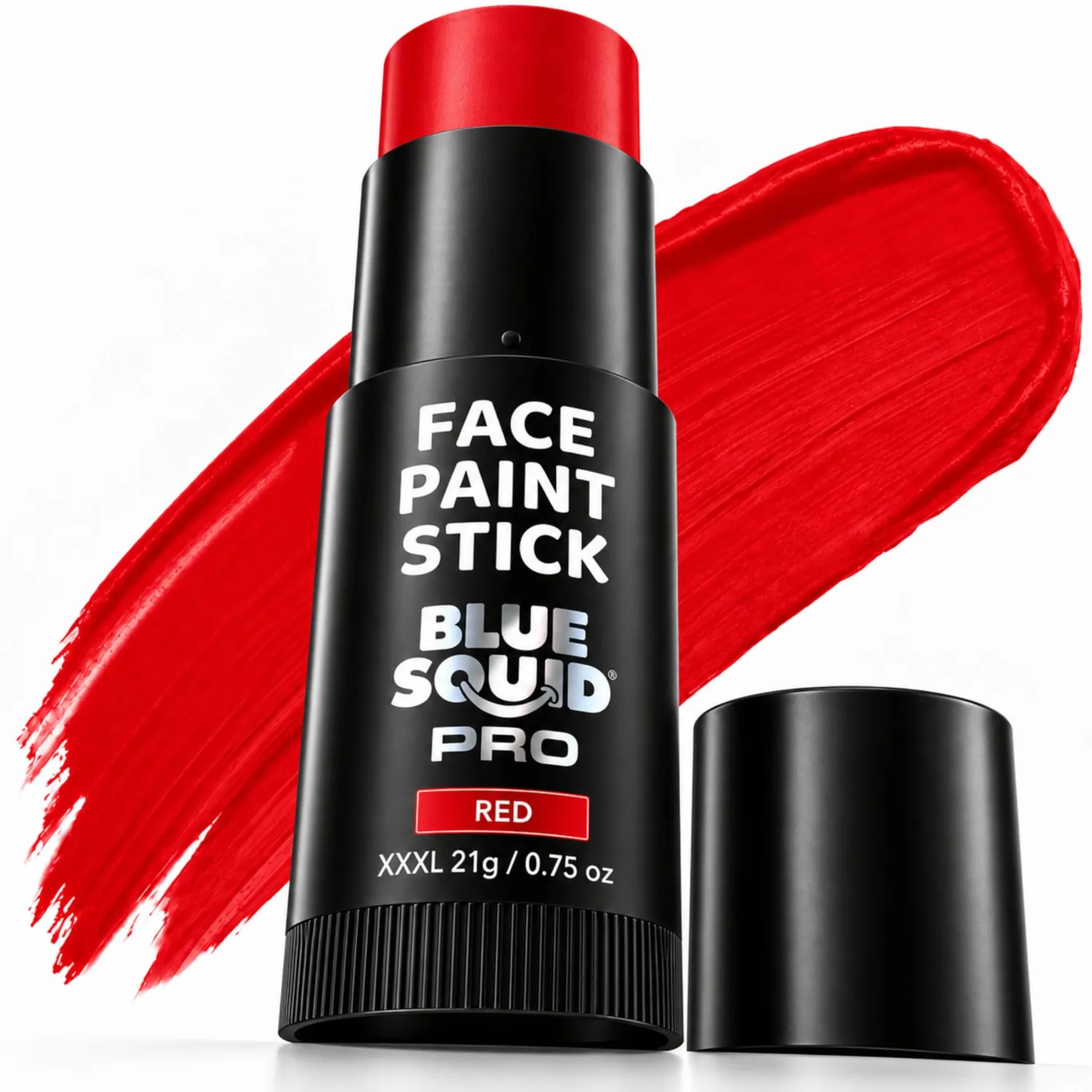 Blue Squid - XXXL - Red Face Paint Stick PRO - Waterproof Body Paint for Adults & Kids Eye Black Baseball - Vegan Hypoallergenic Twist-Up Non-Toxic Makeup Stick for Cosplay, Sports