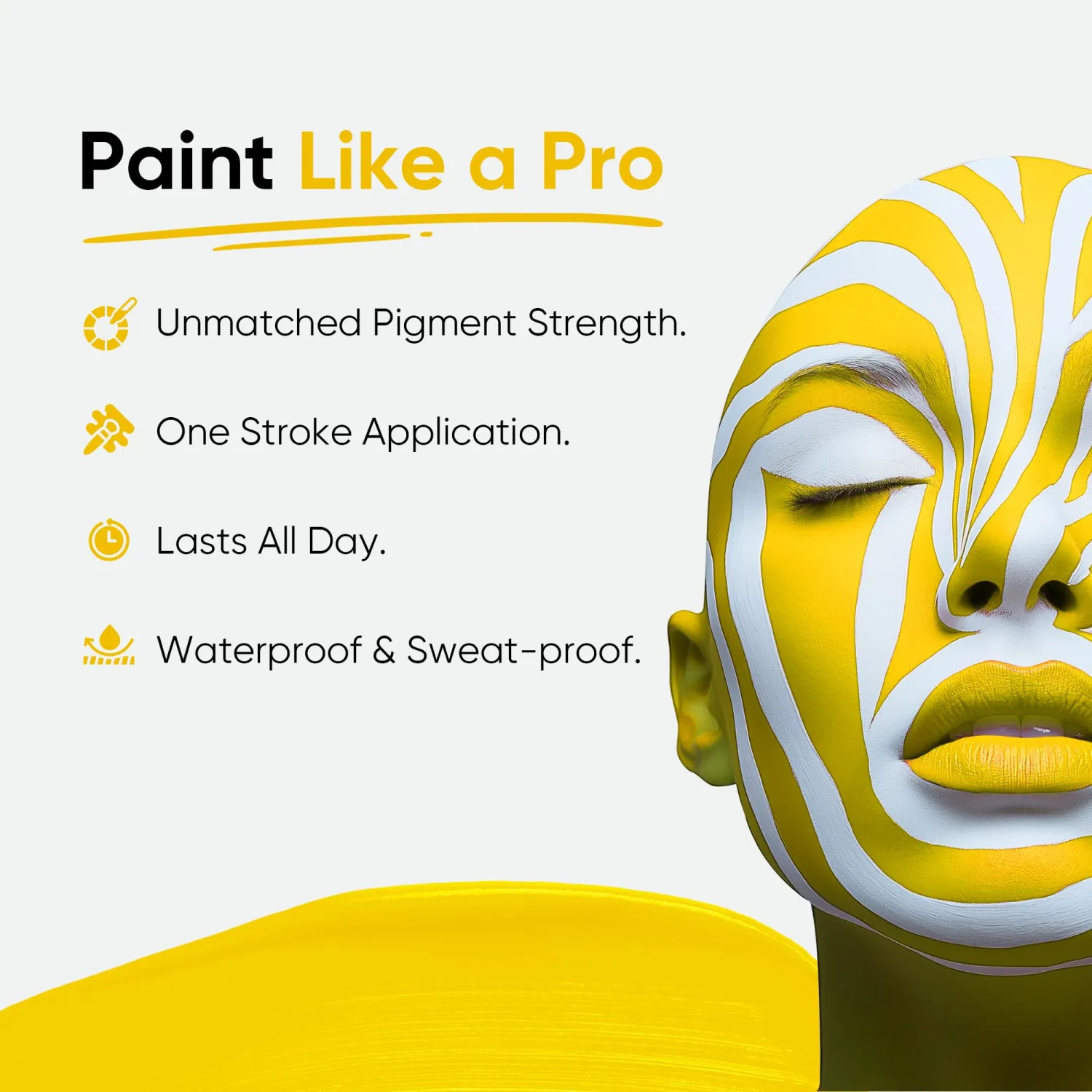 Blue Squid - XXXL - Yellow Face Paint Stick PRO - Waterproof Body Paint for Adults & Kids Eye Black Baseball - Vegan Hypoallergenic Twist-Up Non-Toxic Makeup Stick for Cosplay, Sports