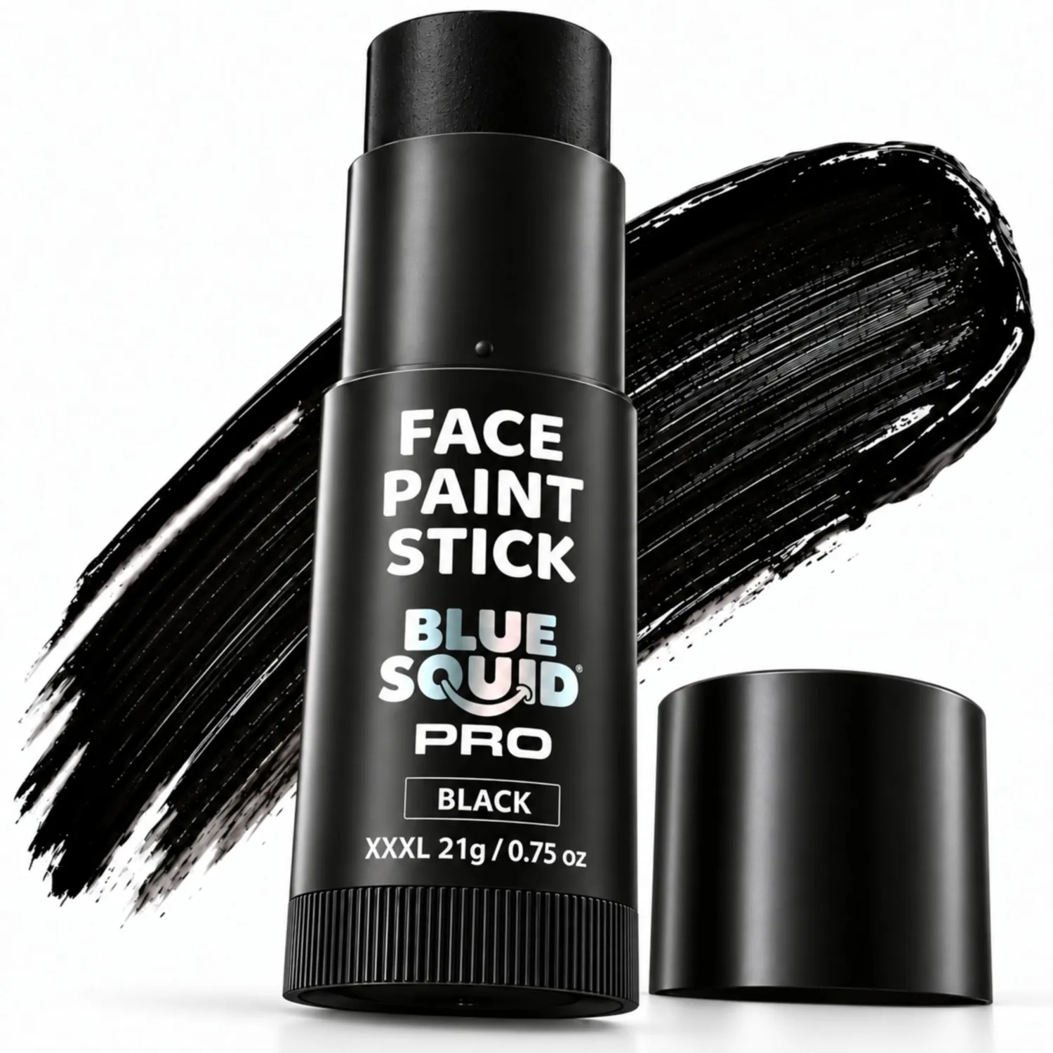 Blue Squid - XXXL - Black Face Paint Stick PRO - Waterproof Body Paint for Adults & Kids Eye Black Baseball - Vegan Hypoallergenic Twist-Up Non-Toxic Makeup Stick for Cosplay, Sports