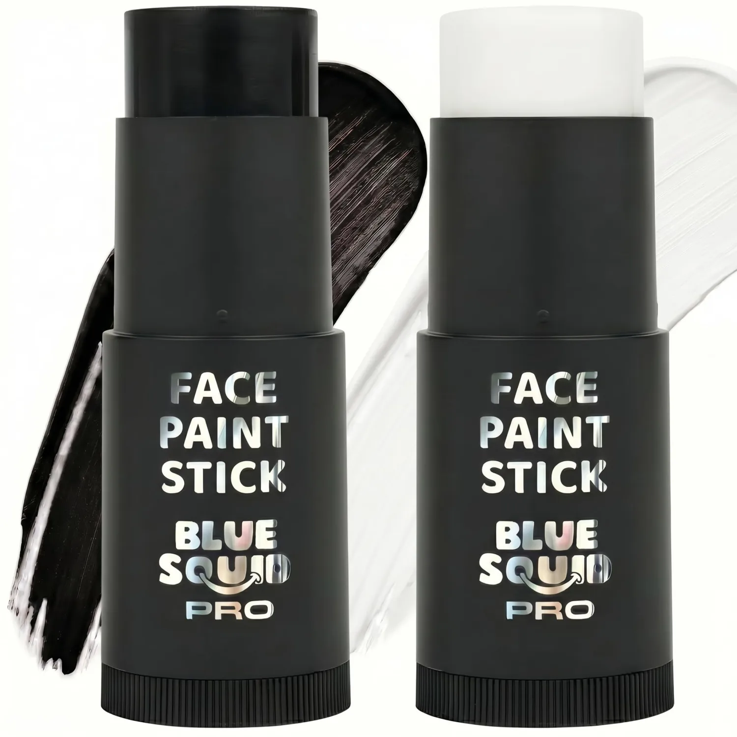 Blue Squid - XXXL - Black & White Face Paint Stick PRO - Waterproof Body Paint for Adults & Kids Eye Black Baseball - Vegan Hypoallergenic Twist-Up Non-Toxic Makeup Stick for Cosplay, Sports