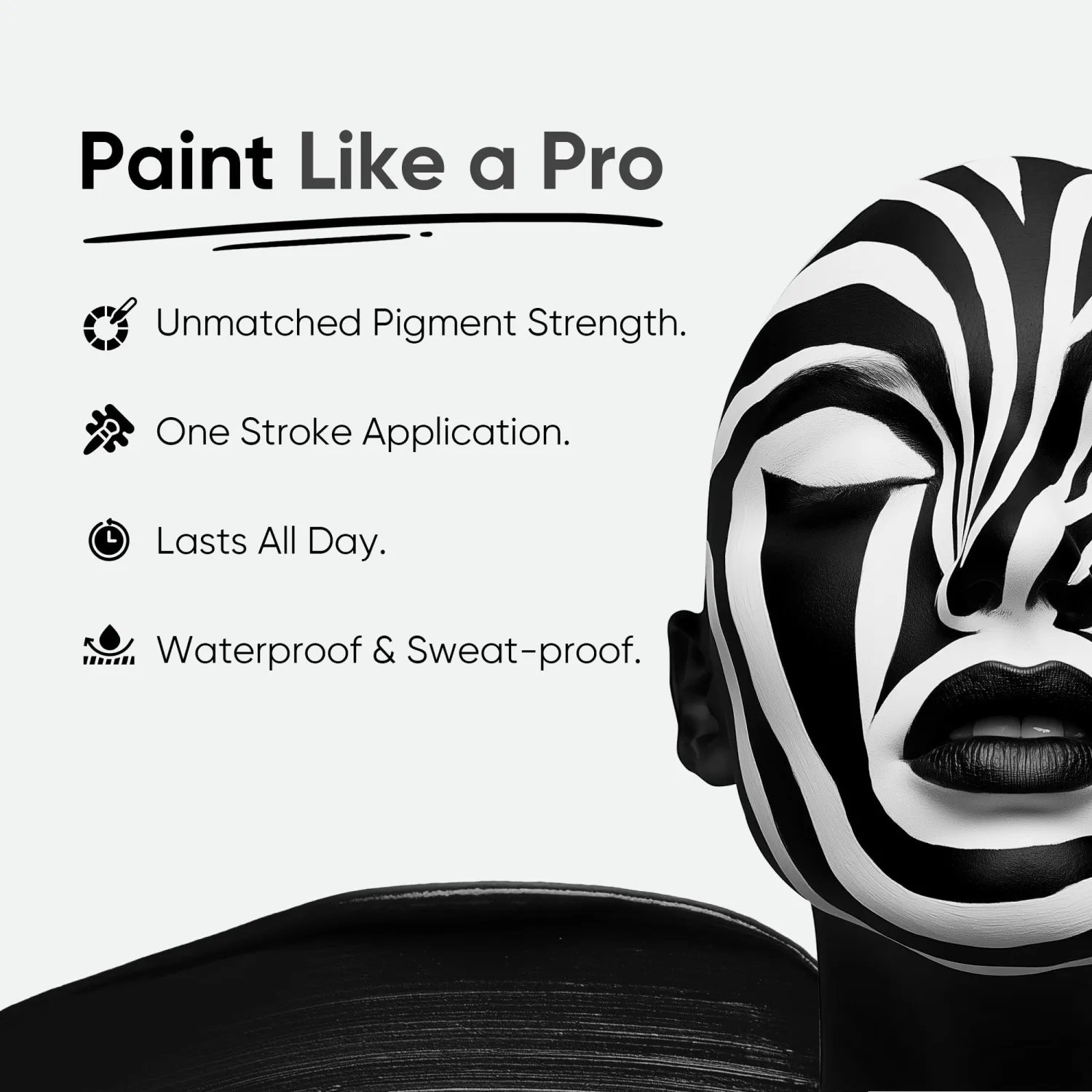 Blue Squid - XXXL - Black & White Face Paint Stick PRO - Waterproof Body Paint for Adults & Kids Eye Black Baseball - Vegan Hypoallergenic Twist-Up Non-Toxic Makeup Stick for Cosplay, Sports