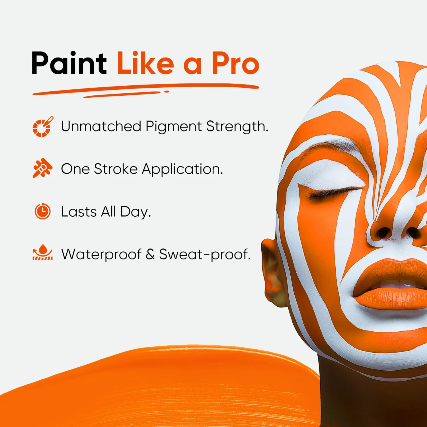 Blue Squid - XXXL - Orange Face Paint Stick PRO - Waterproof Body Paint for Adults & Kids Eye Black Baseball - Vegan Hypoallergenic Twist-Up Non-Toxic Makeup Stick for Cosplay, Sports