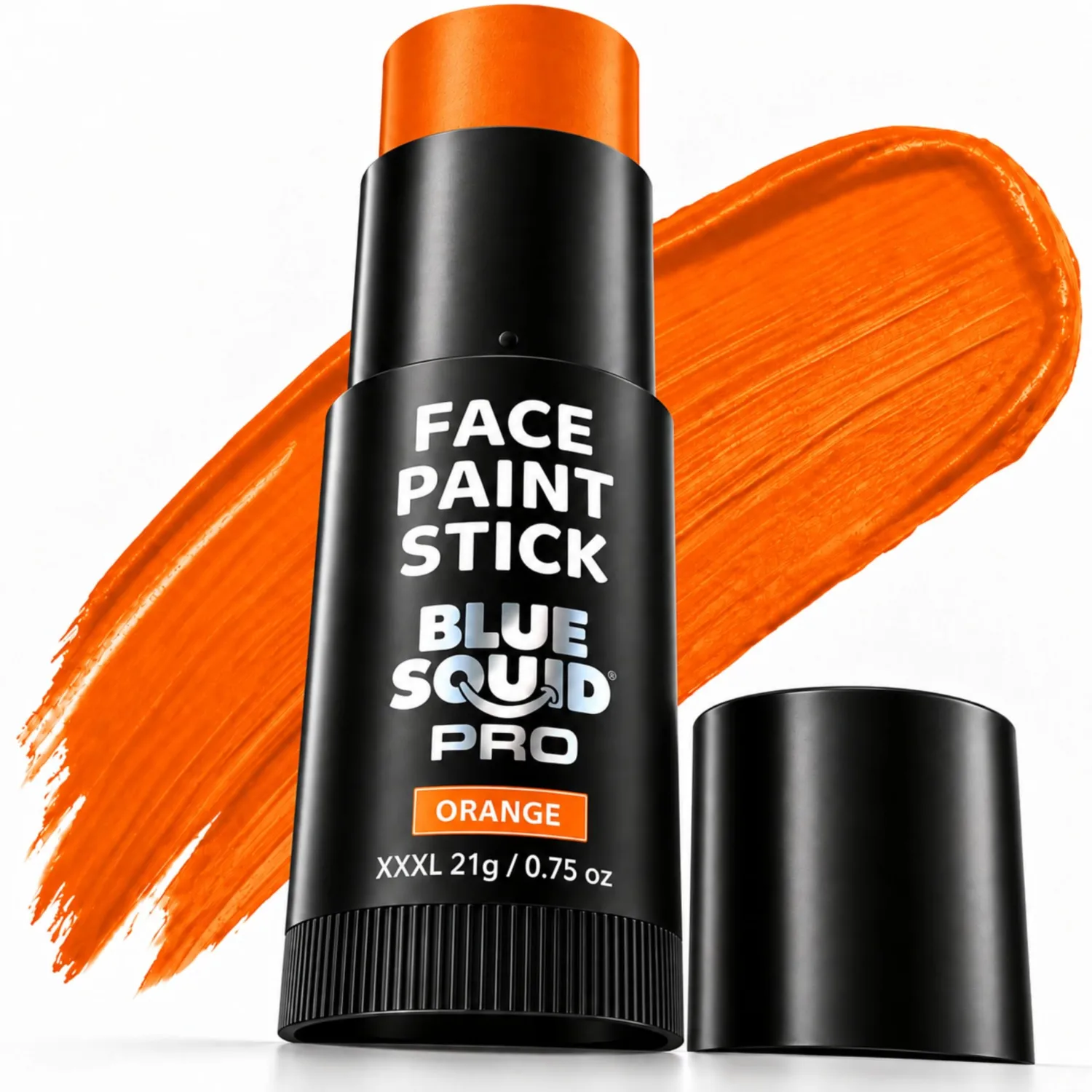 Blue Squid - XXXL - Orange Face Paint Stick PRO - Waterproof Body Paint for Adults & Kids Eye Black Baseball - Vegan Hypoallergenic Twist-Up Non-Toxic Makeup Stick for Cosplay, Sports