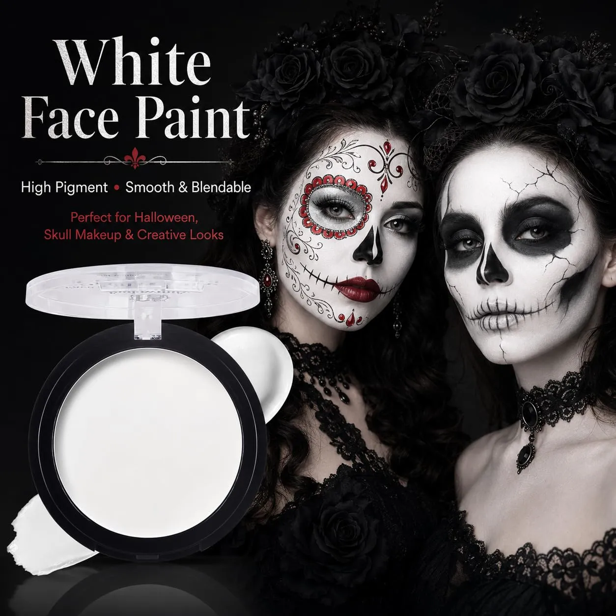 White Cream Face Painting Foundation, Professional Waterproof Oil Based White Body Paint For Halloween SFX Skeleton Ghost Zombie Clown Cosplay Makeup,Face Paint for Stage Film Party
