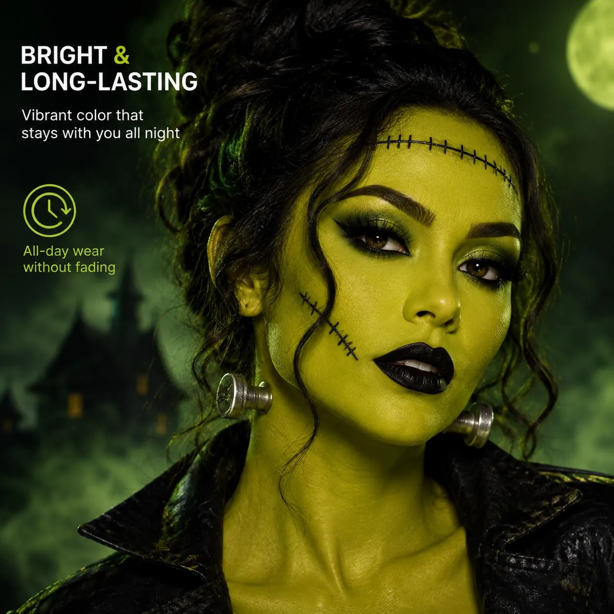 Ogre Green Body Face Paint Cream Blendable Oil Based Foundation,Non-Toxic Waterproof Halloween FX Makeup Monster Witch Elphaba Costume for Adults & Kids Goblin cosplay