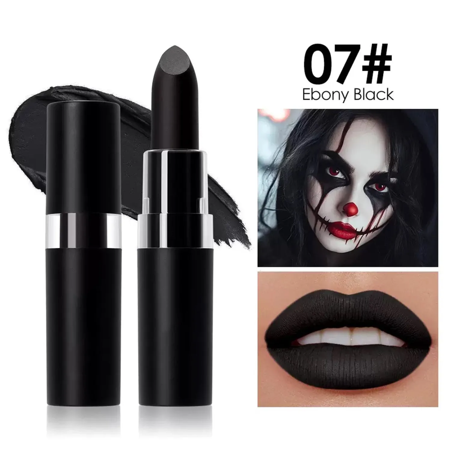 Black Body Paint Stick, Foundation Cream Makeup, Face and Body Paint for Halloween Joker Zombie Vampire Skeleton Skull Special Effects Mime Makeup (07# Black)