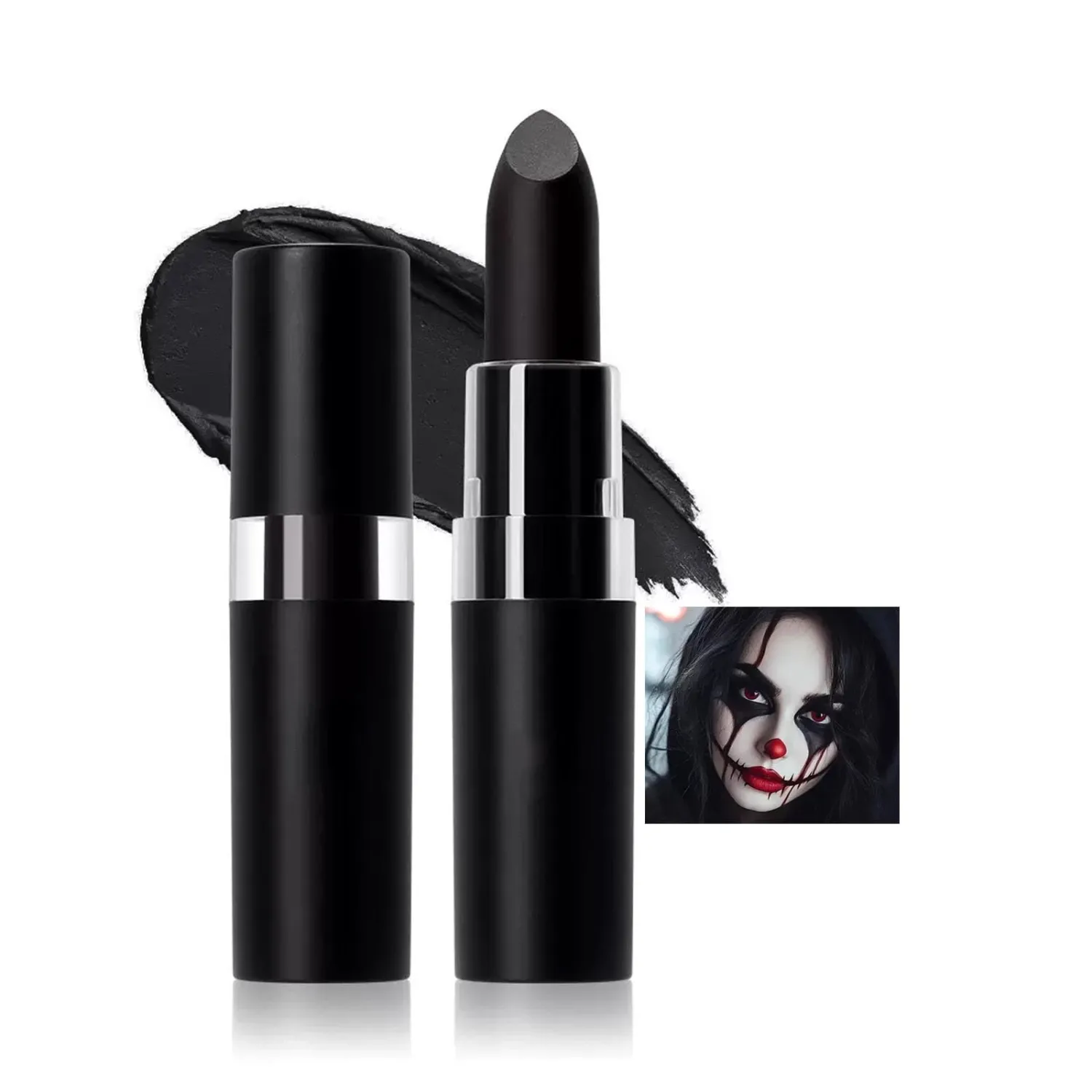Black Body Paint Stick, Foundation Cream Makeup, Face and Body Paint for Halloween Joker Zombie Vampire Skeleton Skull Special Effects Mime Makeup (07# Black)