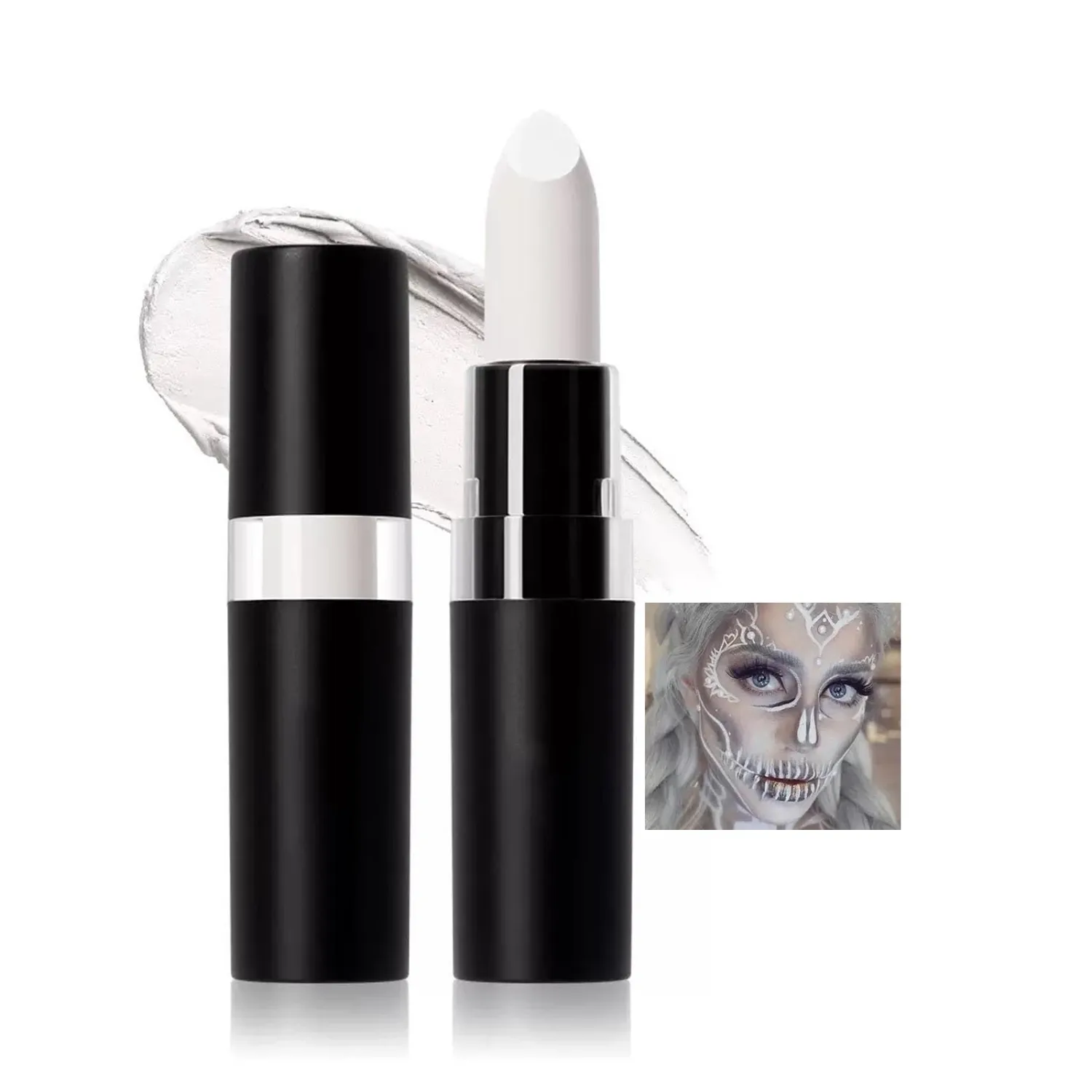 White Body Paint Stick, Foundation Cream Makeup, Face and Body Paint for Halloween Joker Zombie Vampire Skeleton Skull Special Effects Mime Makeup (04# White)