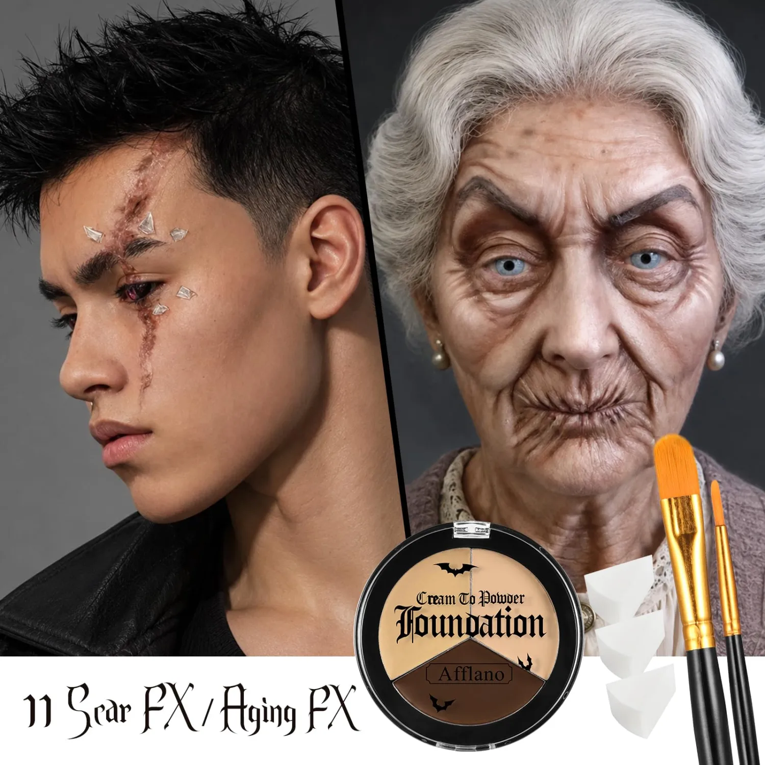 Skin Tone Face & Body Paint Kit - Halloween SFX Makeup Foundation 6Pcs #11