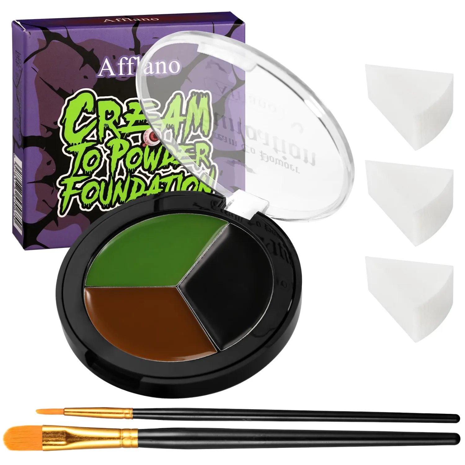 Black Brown Zombie Green Face & Body Paint Kit-Halloween SFX Makeup 6Pcs#08
