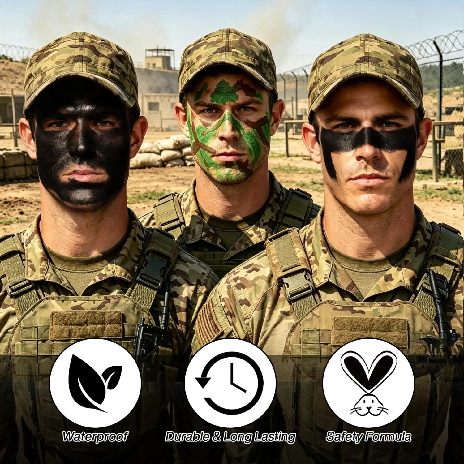 Black Brown Zombie Green Face & Body Paint Kit-Halloween SFX Makeup 6Pcs#08