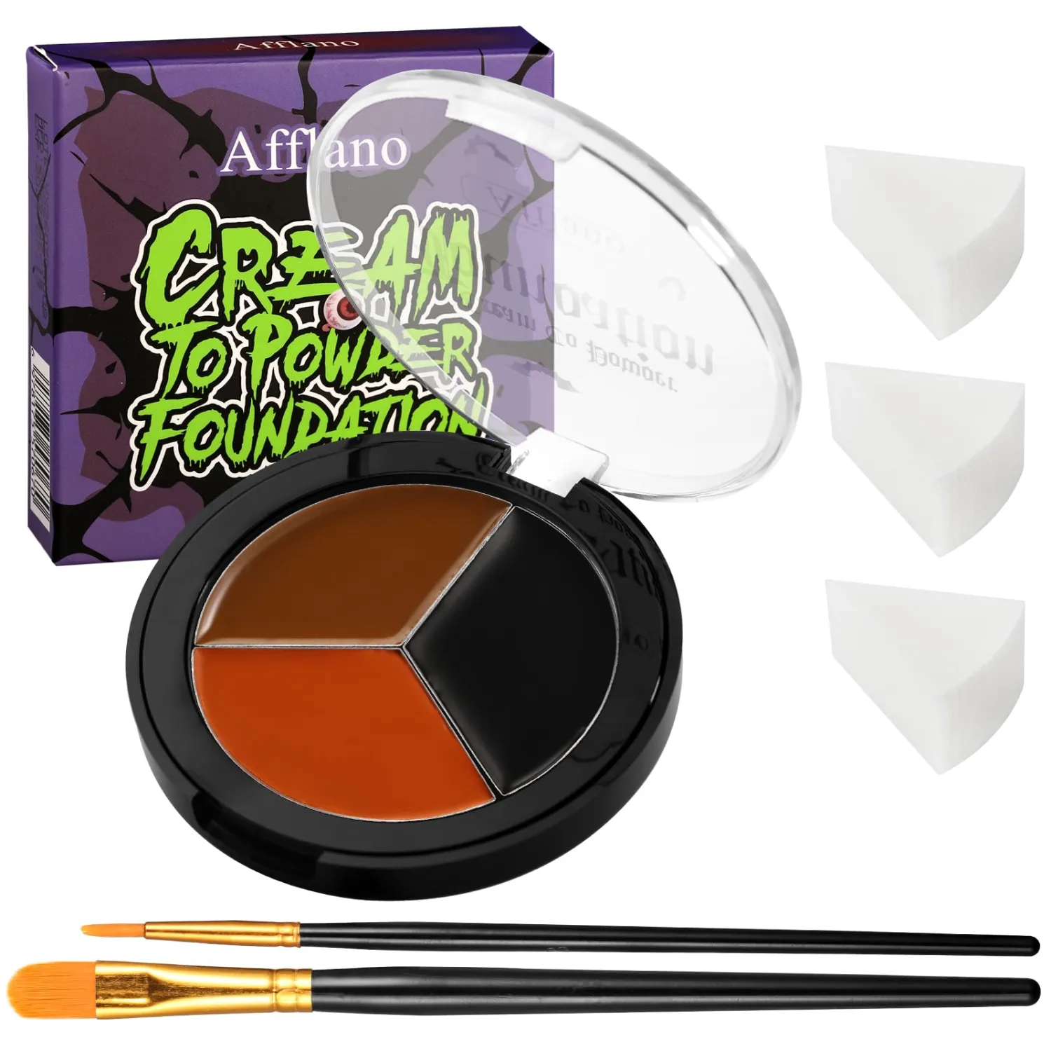 Black Brown Orange Face & Body Paint Kit - Halloween SFX Makeup 6Pcs #05