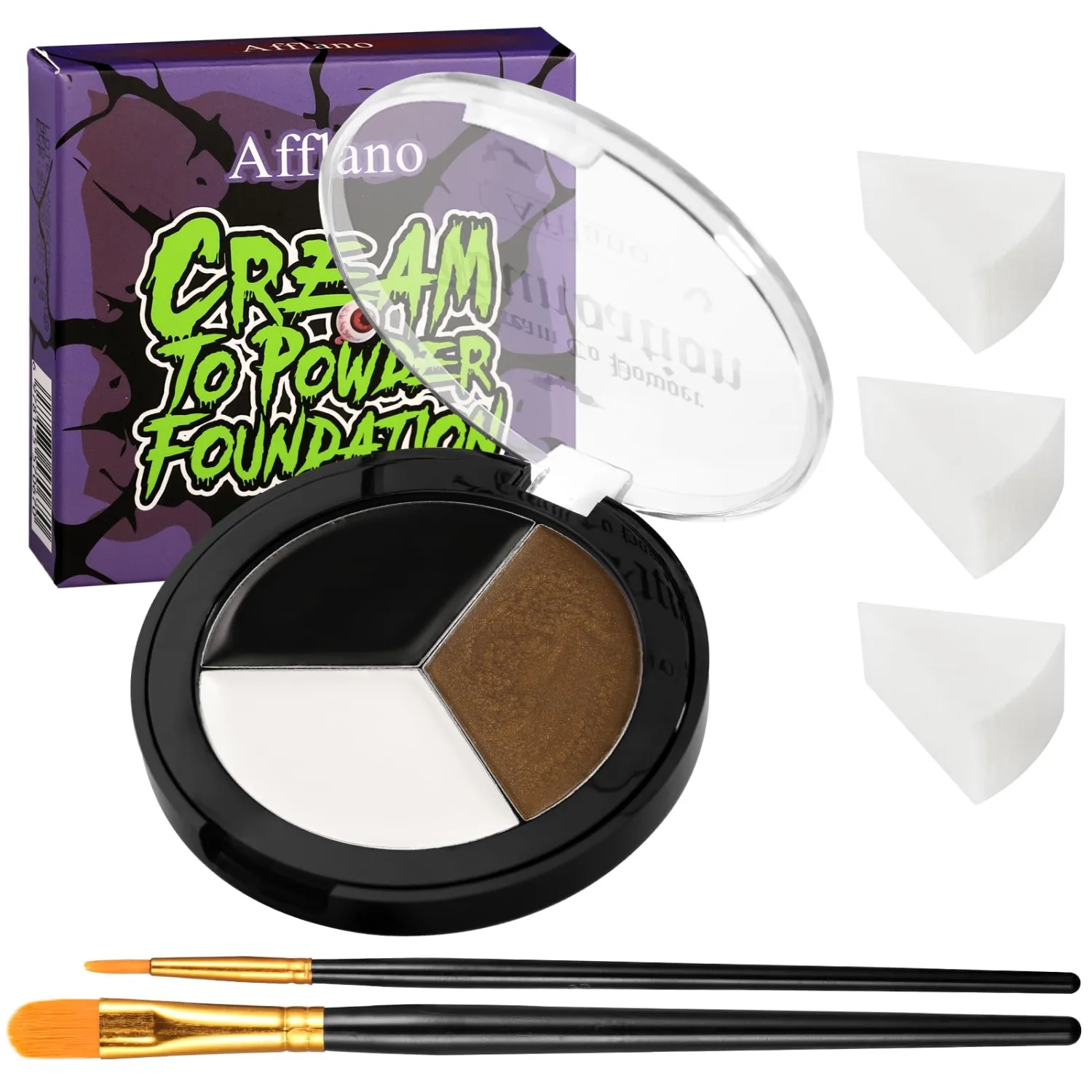 Black White Brown Face & Body Paint Kit - Halloween SFX Makeup 6Pcs #03