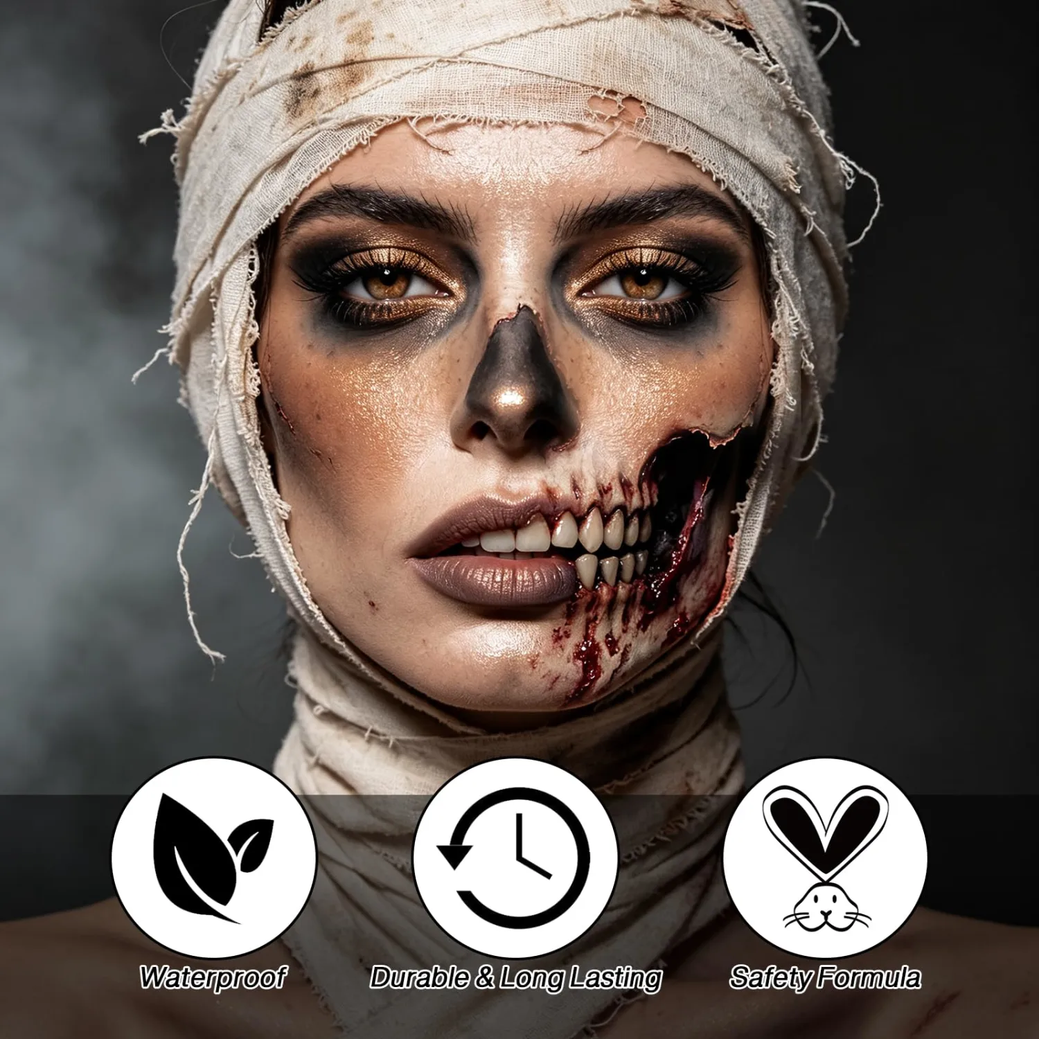 Black White Brown Face & Body Paint Kit - Halloween SFX Makeup 6Pcs #03