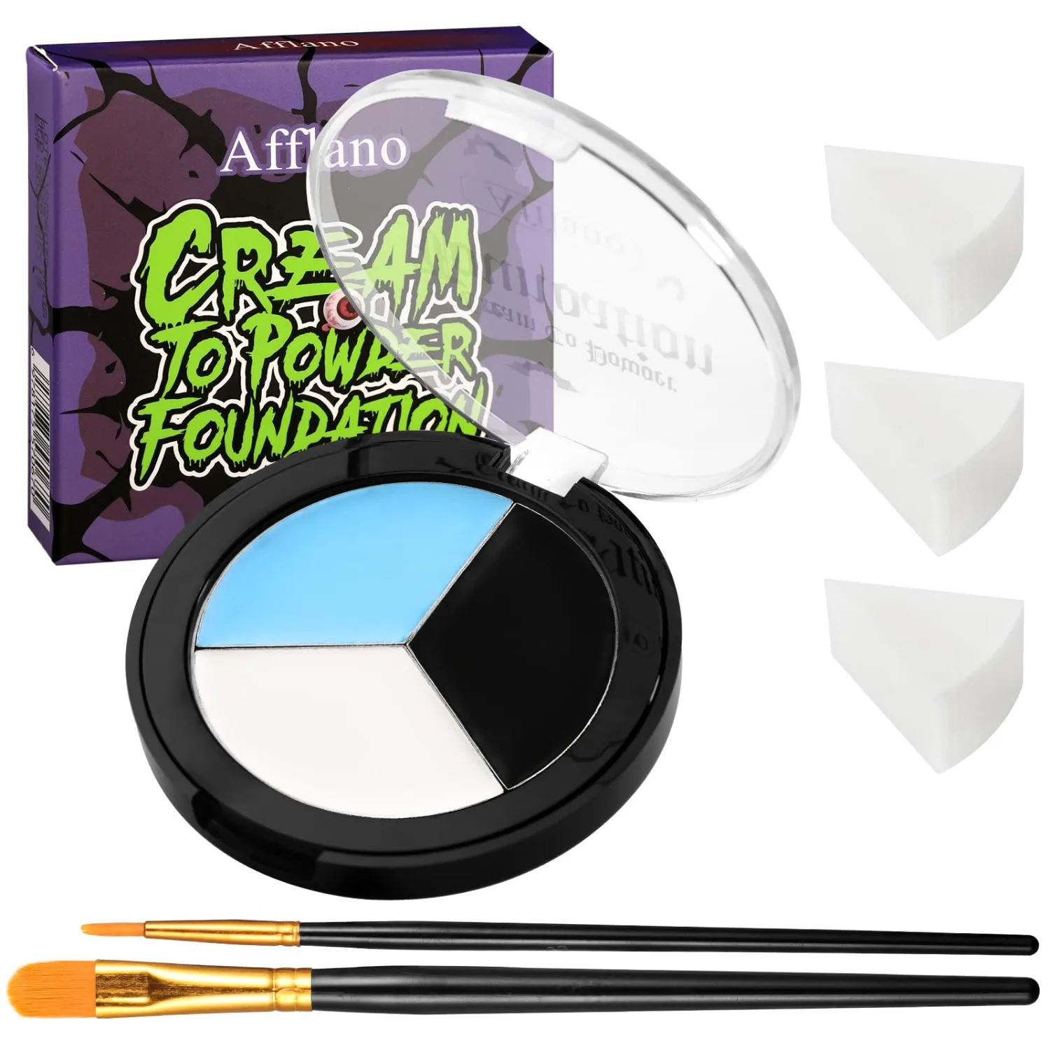 Black White Light Blue Face & Body Paint Kit - Halloween SFX Makeup 6Pc #06