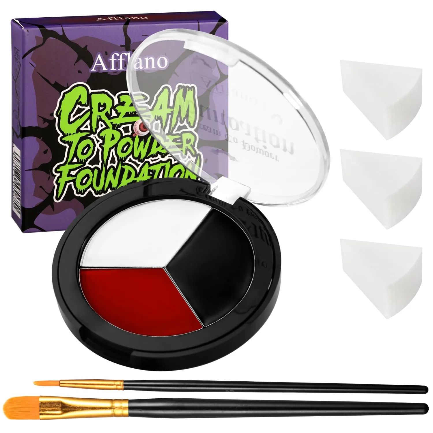 Black White Red Face & Body Paint Kit - Halloween SFX Makeup 6Pcs #02