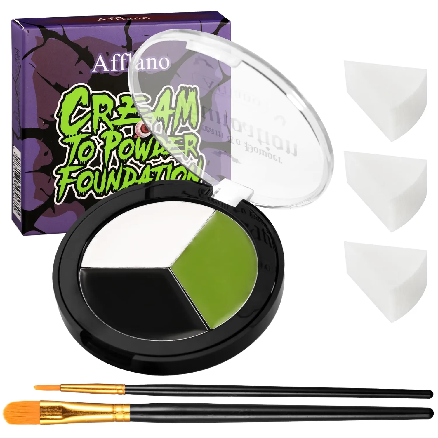 Black White YellowGreen Face & Body Paint Kit-Halloween SFX Makeup 6Pcs #04