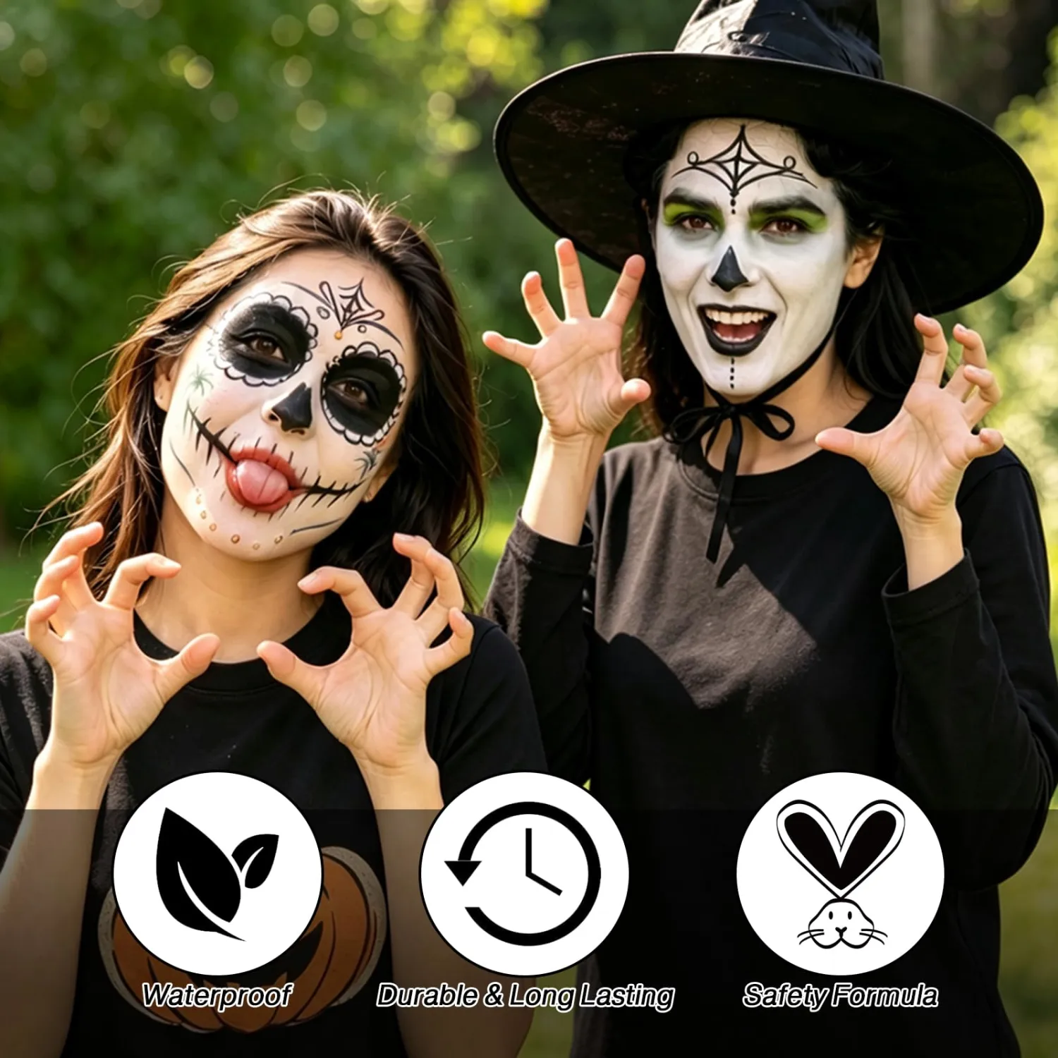 Black White YellowGreen Face & Body Paint Kit-Halloween SFX Makeup 6Pcs #04