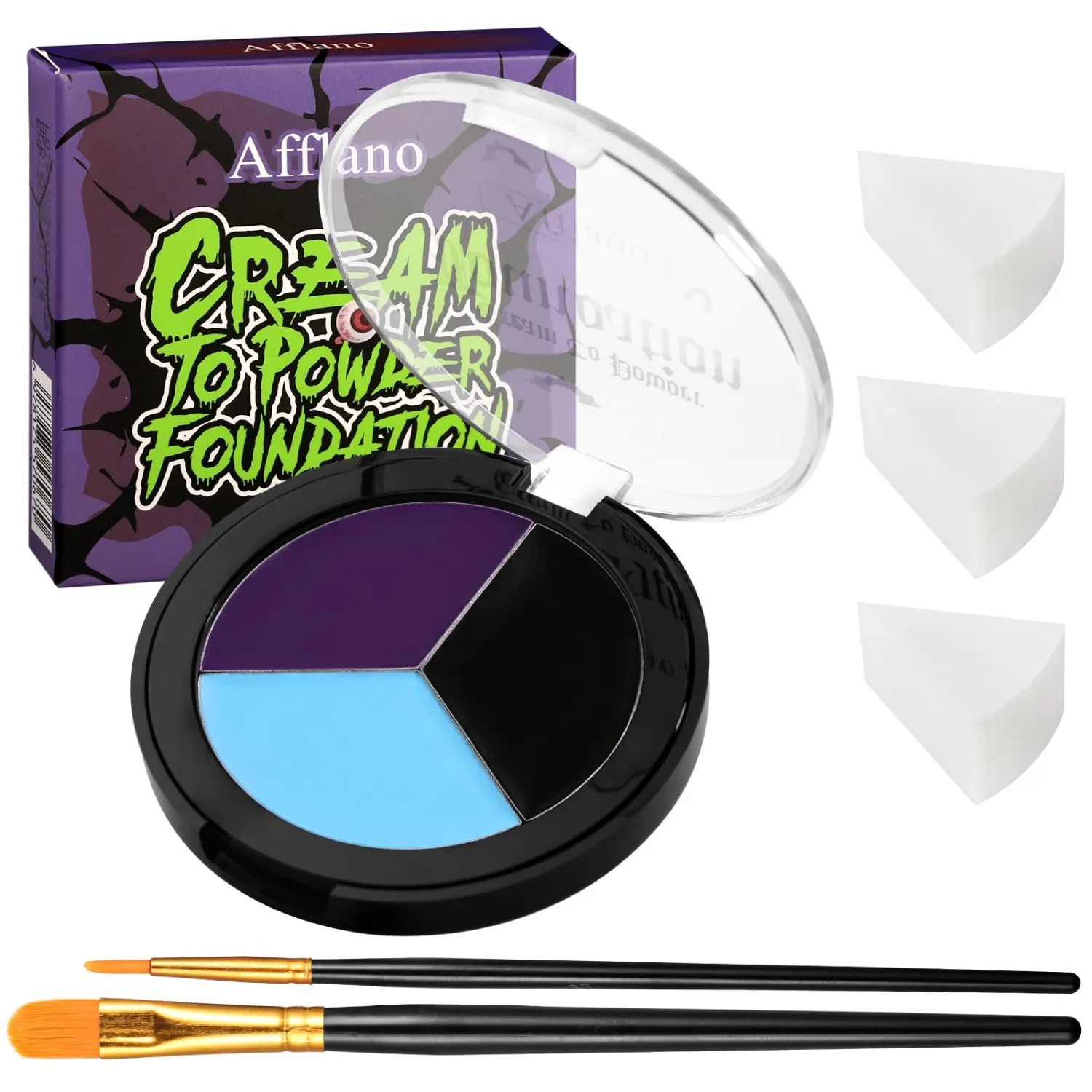 Black Purple Blue Face & Body Paint Kit-Halloween Goth SFX Makeup 6Pcs #09