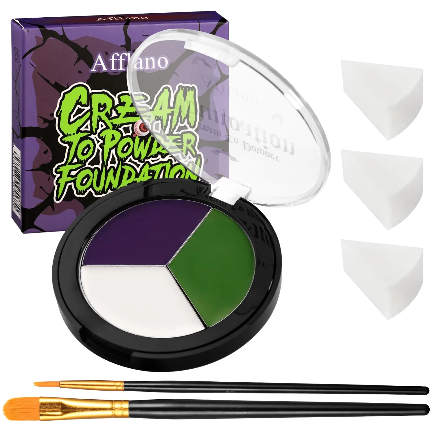 White Green Deep Purple Face & Body Paint Kit-Halloween SFX Makeup 6Pcs #07
