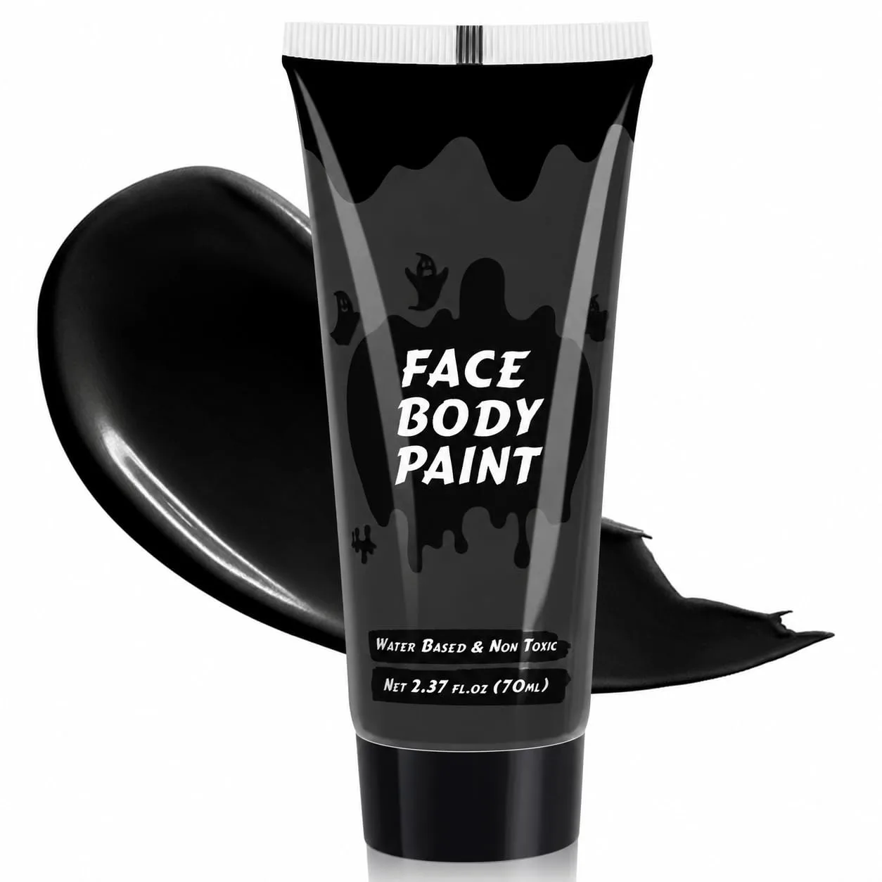Black Cream Face Body Paint, Full-Coverage Washable 2.37 Oz Large Tube