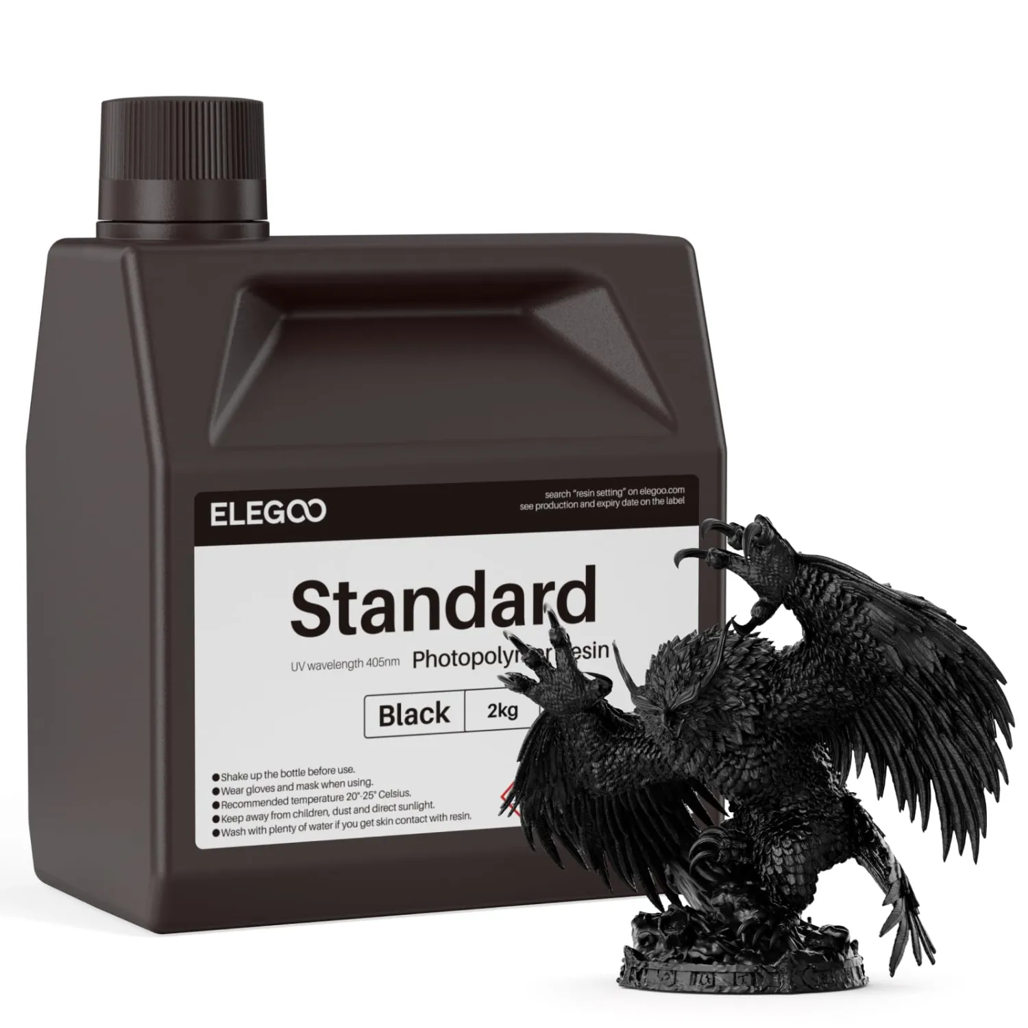 ELEGOO Standard 3D Printer Resin Pure Black 2000g